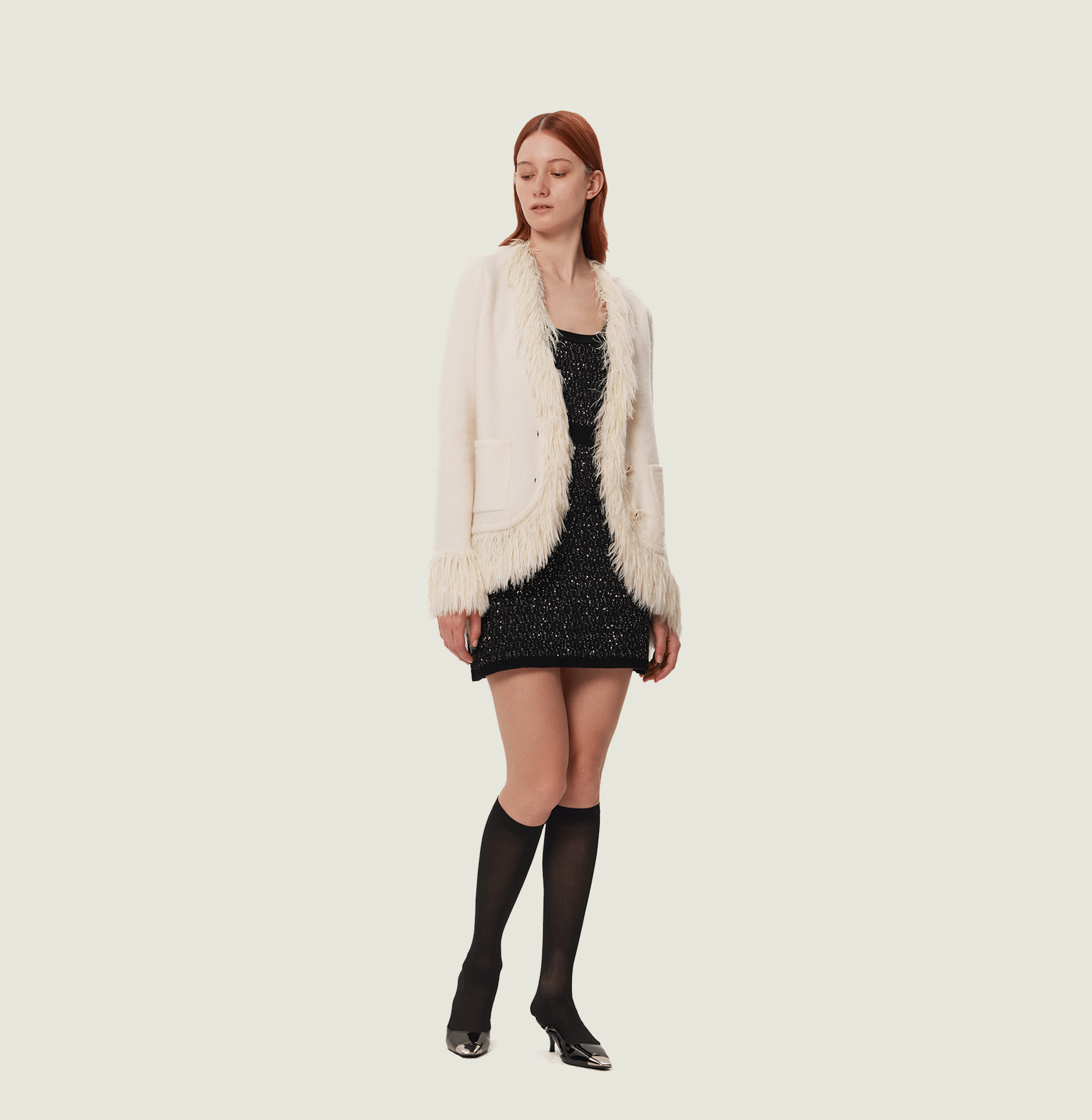 FRINGED CASHMERE-BLEND COAT made by CRUSH Collection