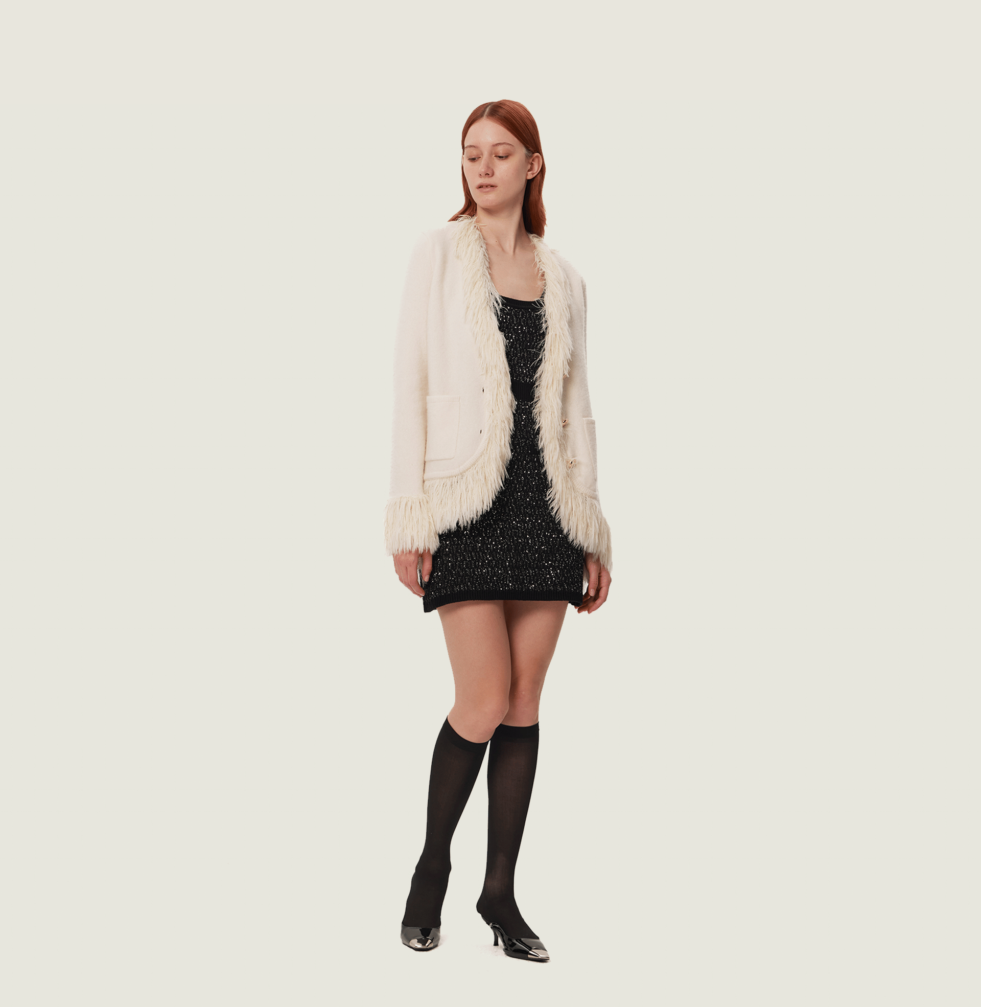 FRINGED CASHMERE-BLEND COAT made by CRUSH Collection