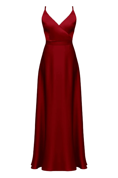 FREYA burgundy red satin maxi wedding guest dress made by UNDRESS