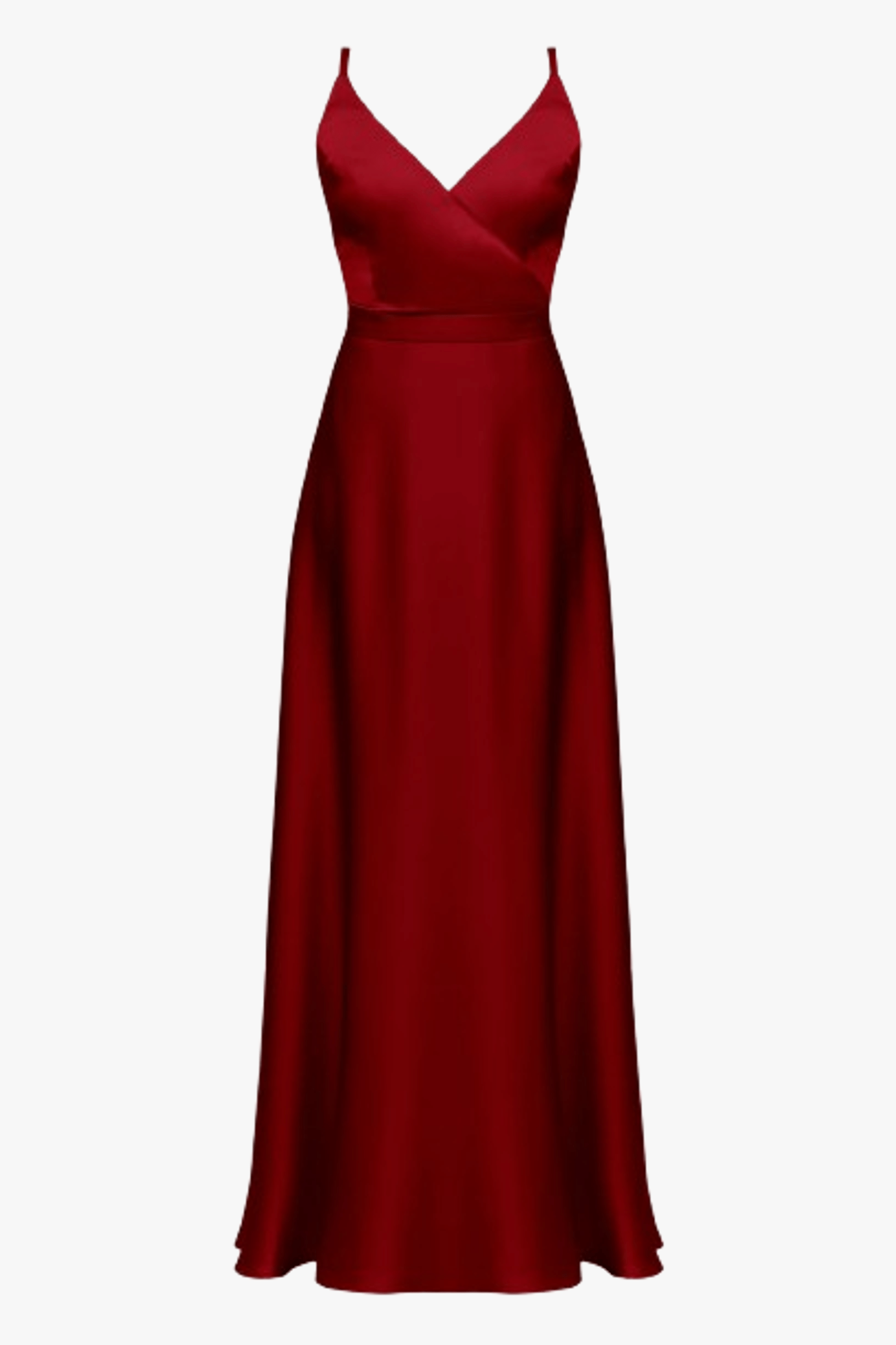 FREYA burgundy red satin maxi wedding guest dress made by UNDRESS