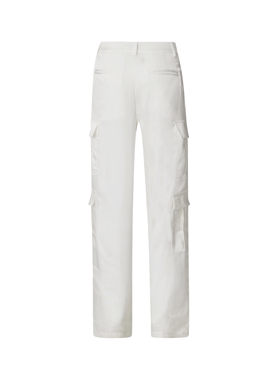 Satin Cargo Pants White made by CLOEYS