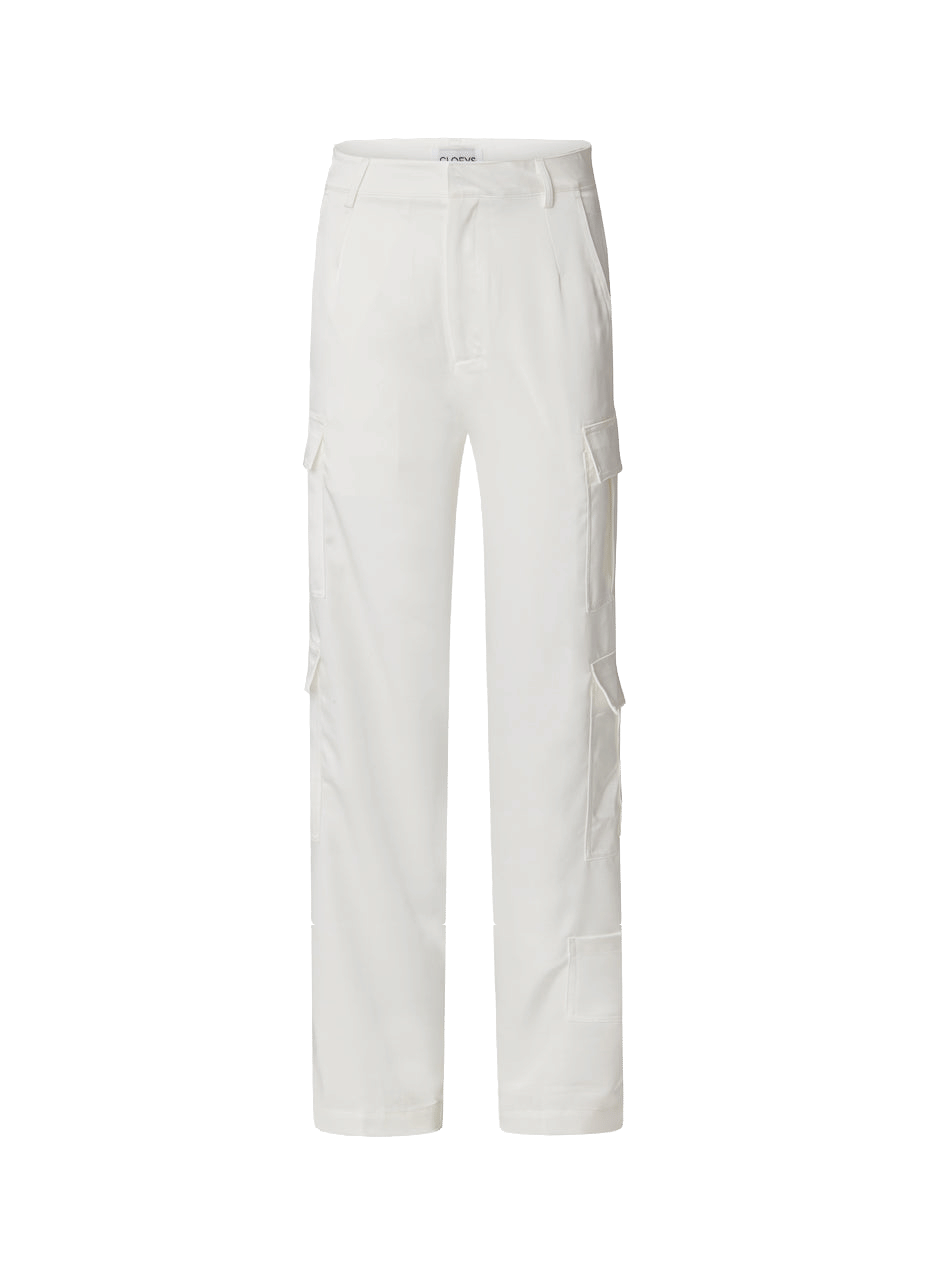 Satin Cargo Pants White made by CLOEYS