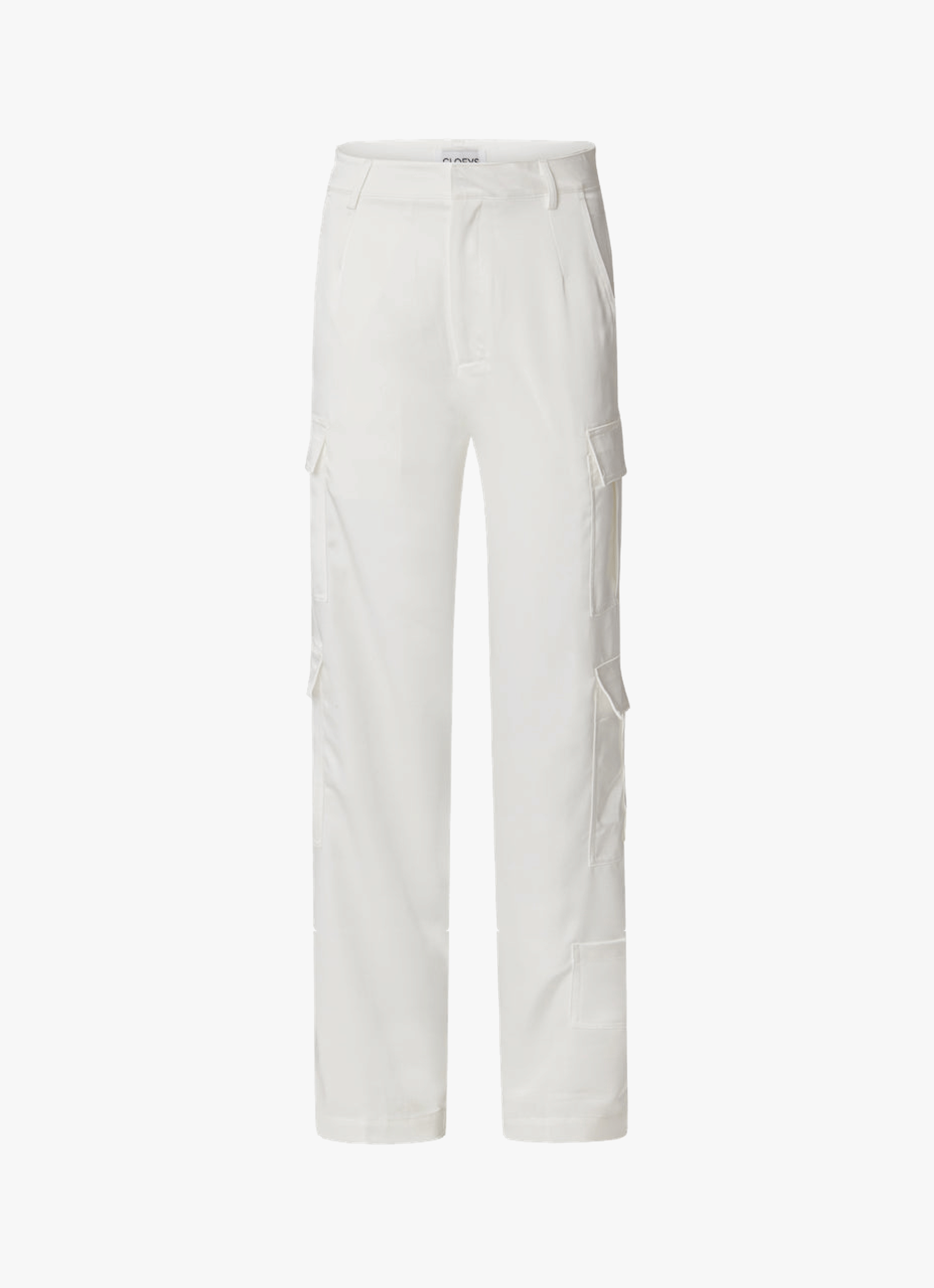 Satin Cargo Pants White made by CLOEYS