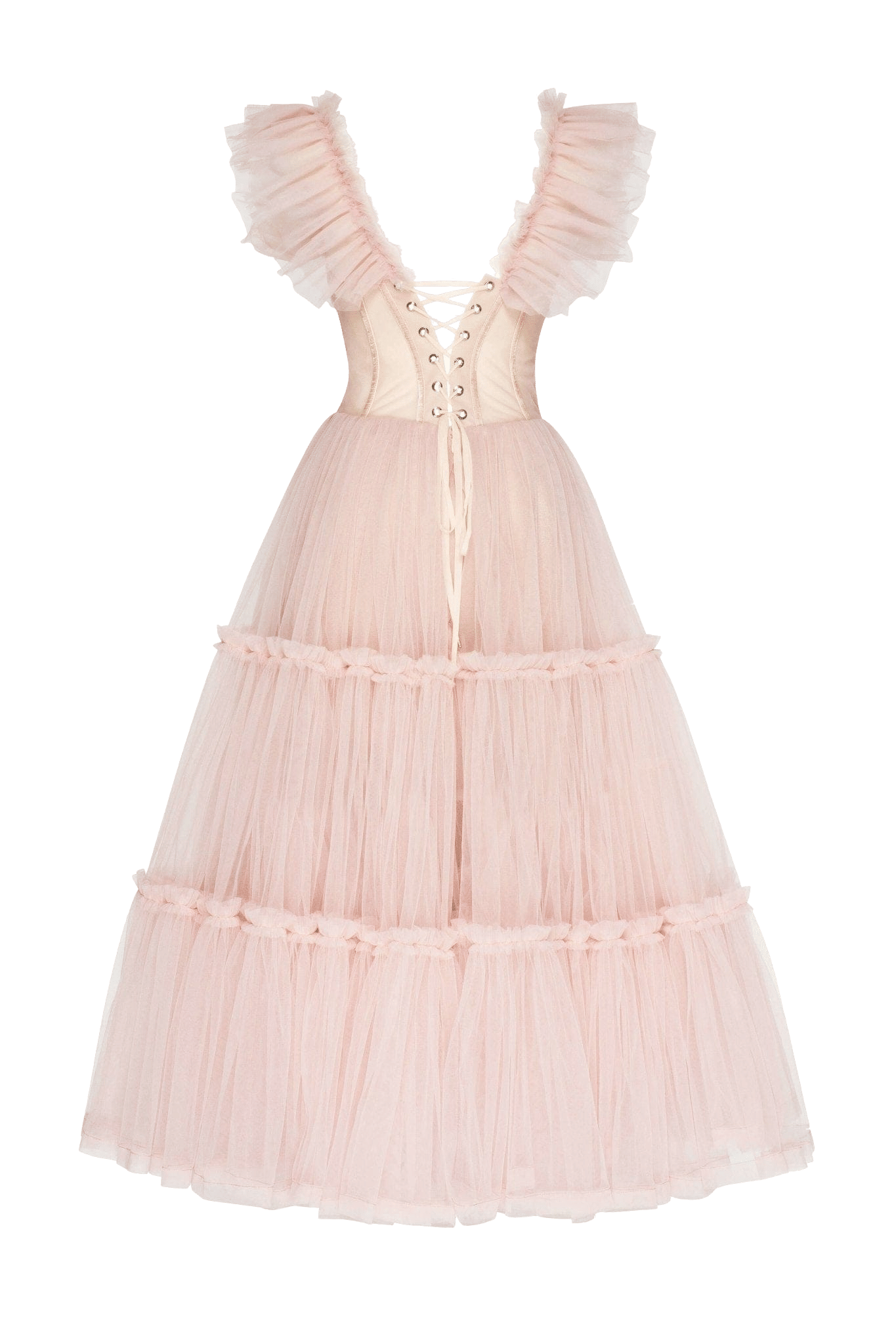 Misty Rose Ruffled Tulle Midi Dress made by Milla