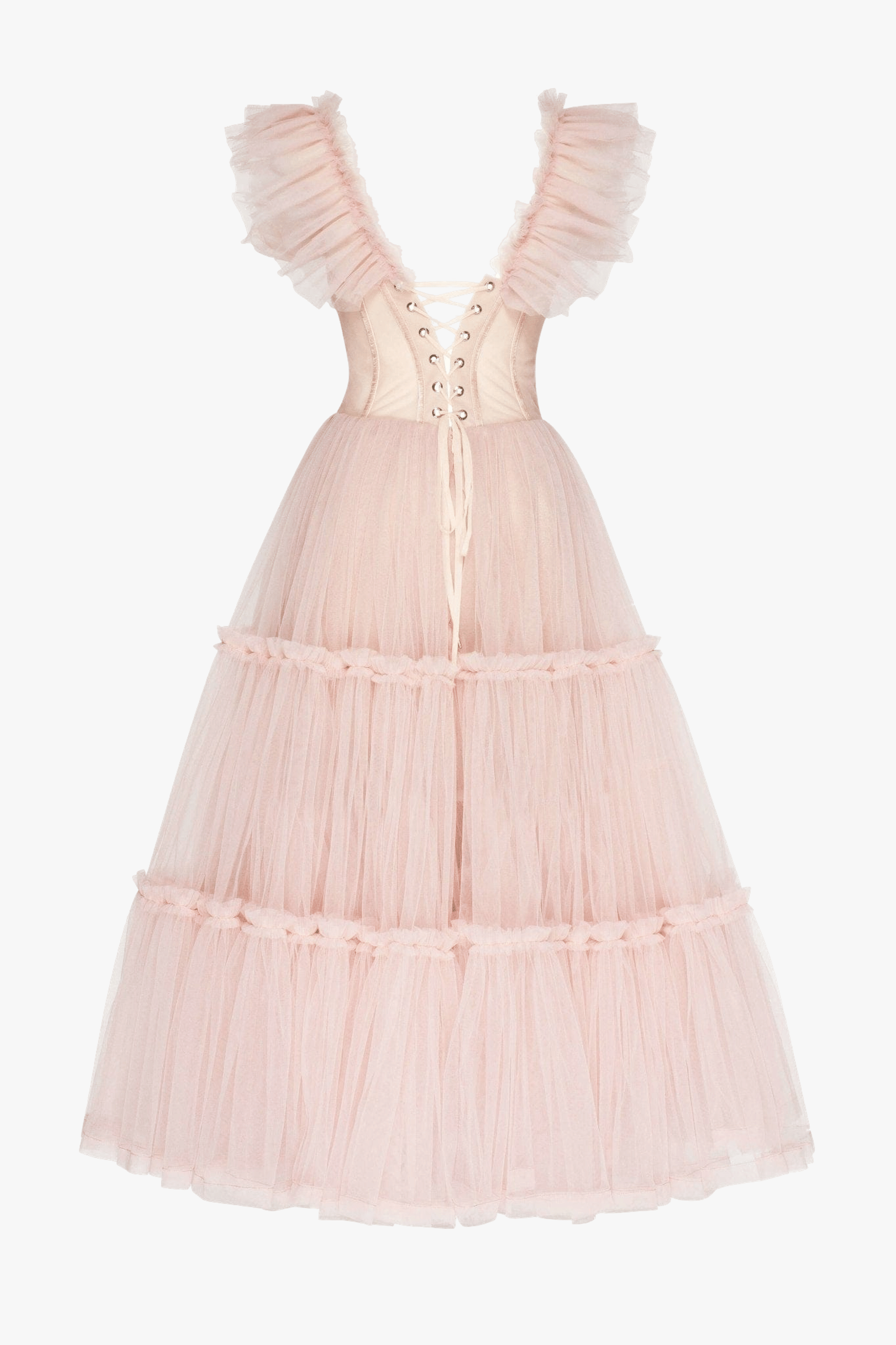 Misty Rose Ruffled Tulle Midi Dress made by Milla
