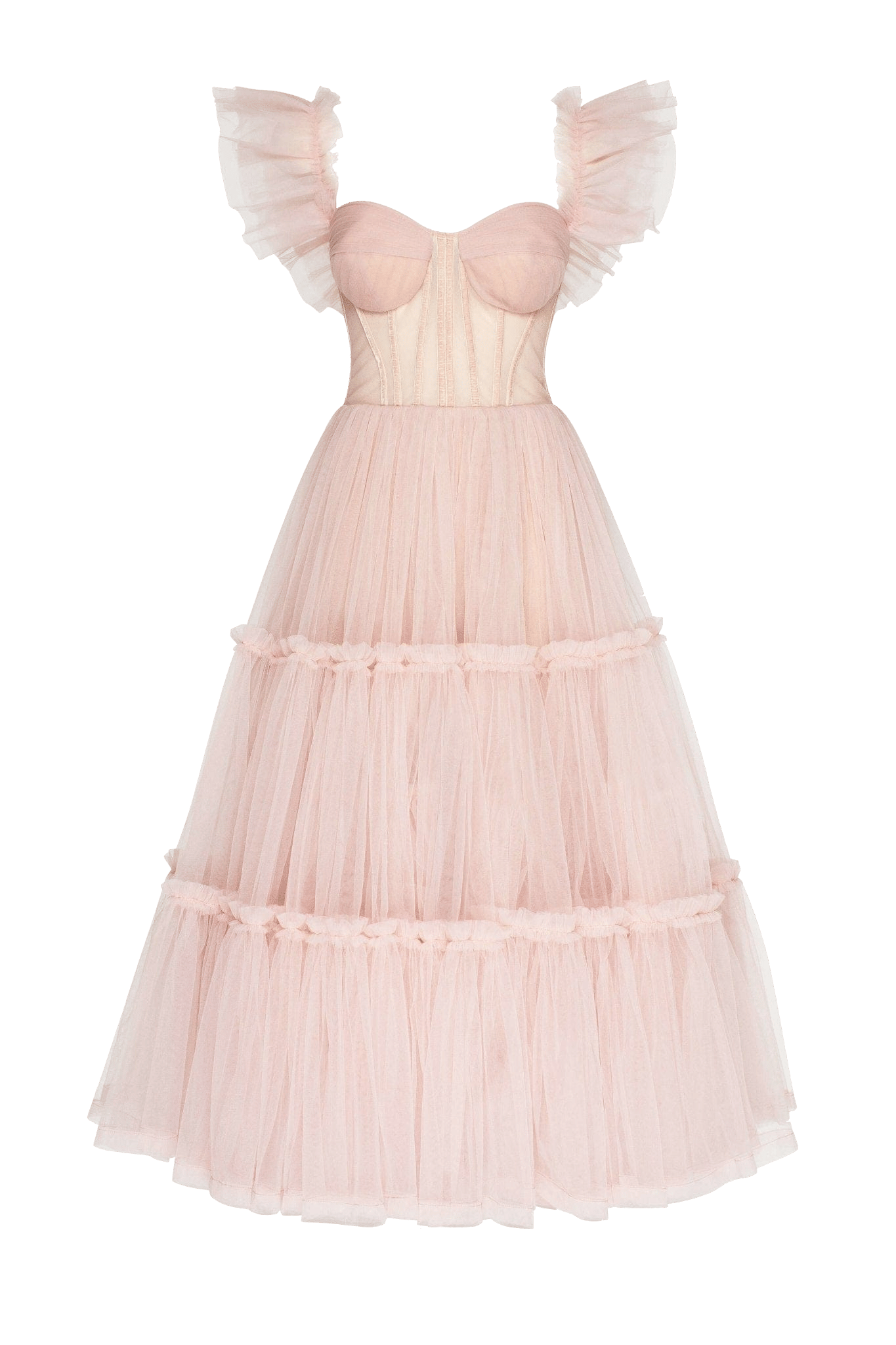 Misty Rose Ruffled Tulle Midi Dress made by Milla