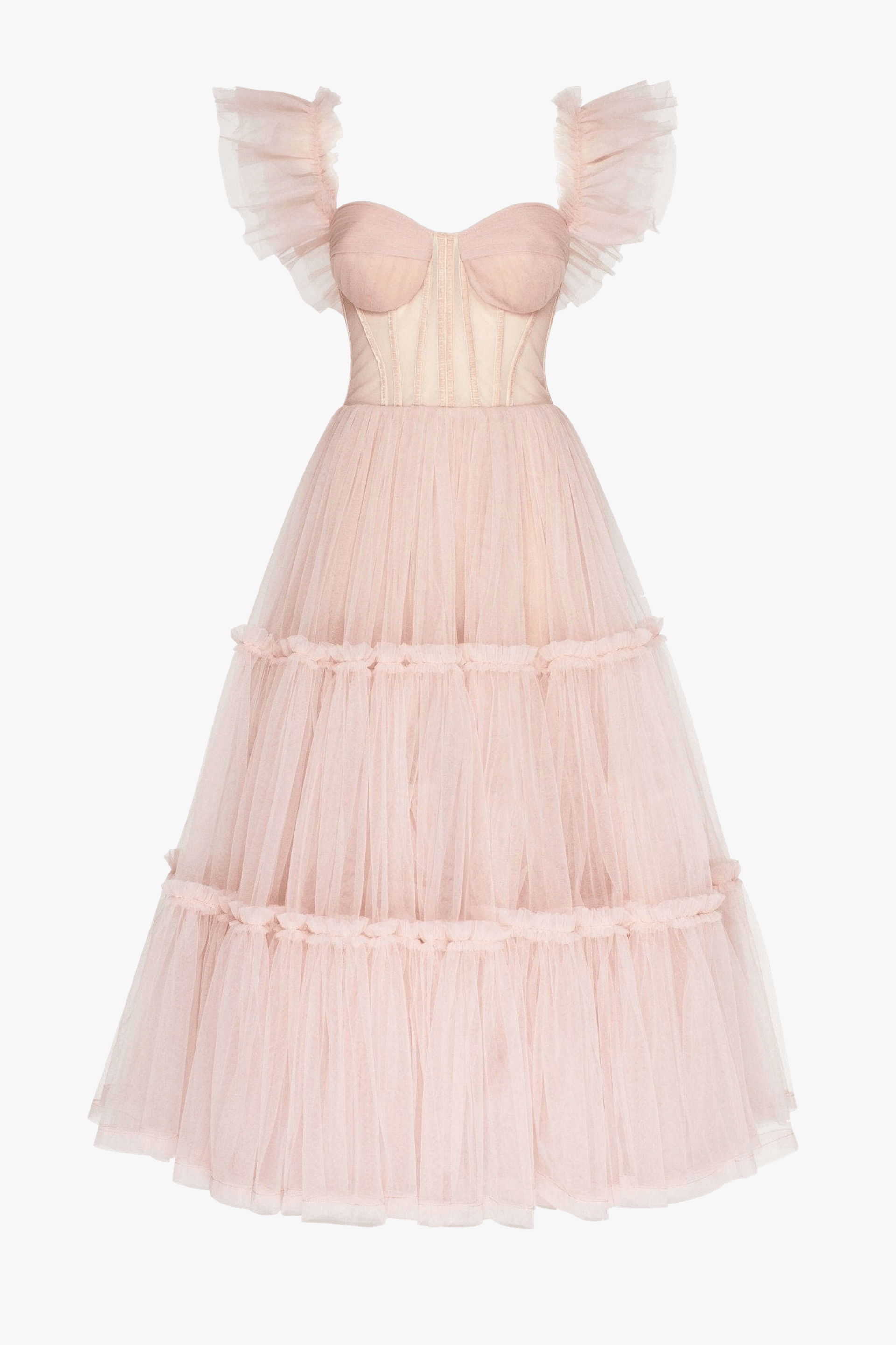 Misty Rose Ruffled Tulle Midi Dress made by Milla