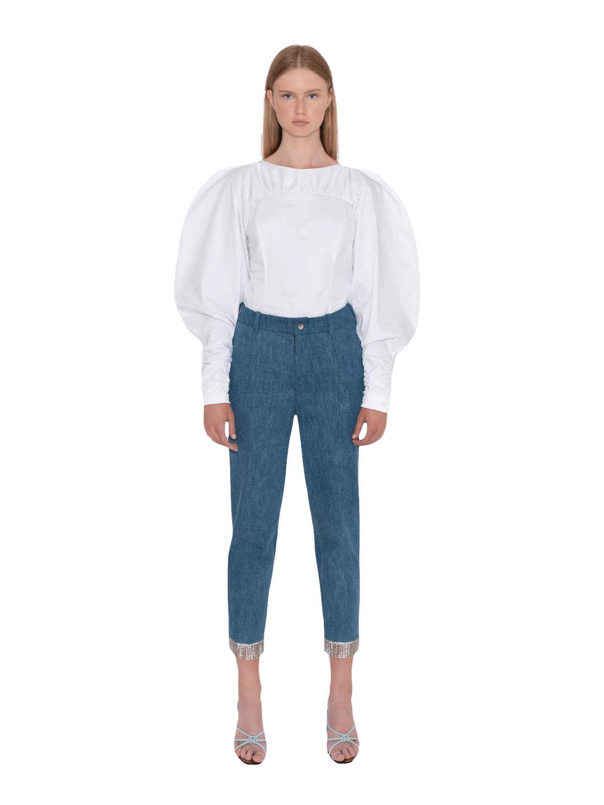 Fanny Denim Trousers in Blue made by AÉRYNE