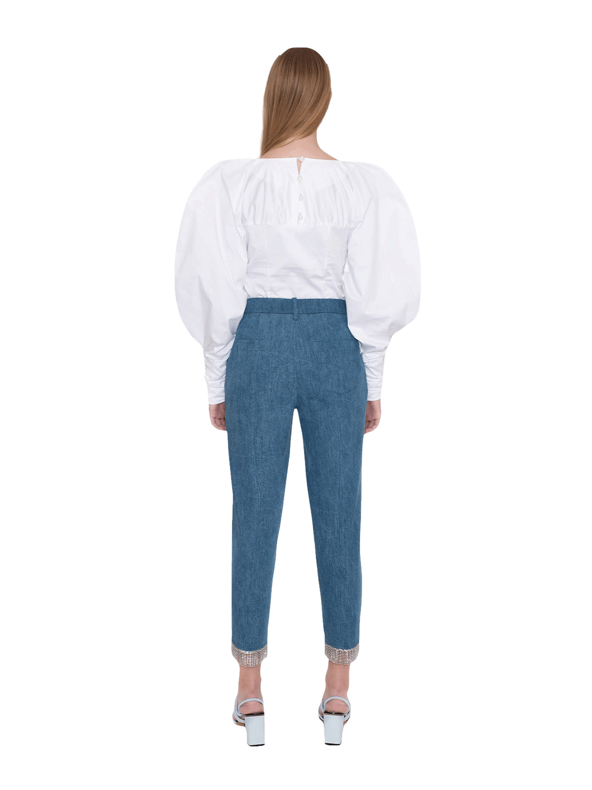 Fanny Denim Trousers in Blue made by AÉRYNE