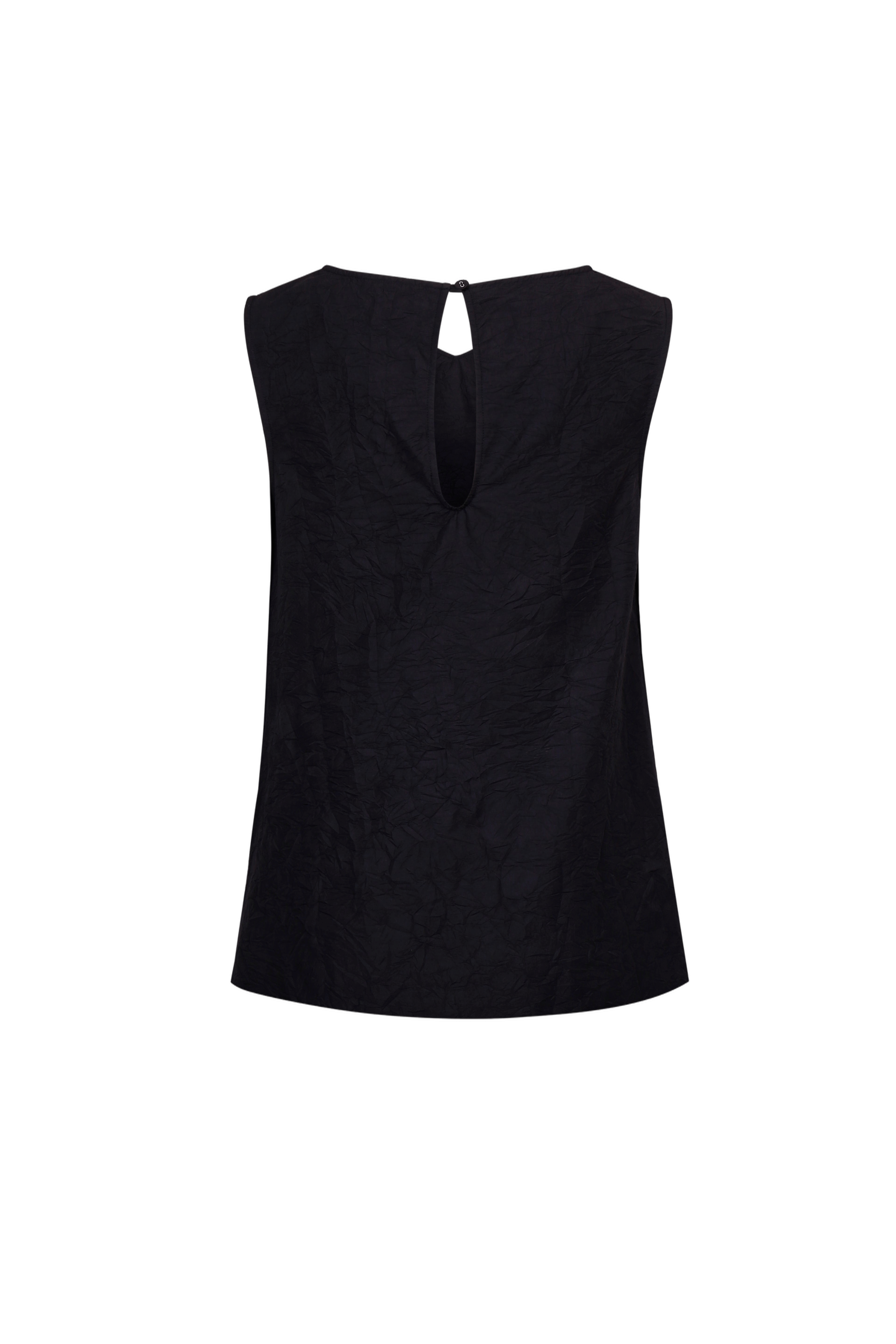 BLACK CRINKLED TEXTURE SLEEVELESS TOP made by YIBRI