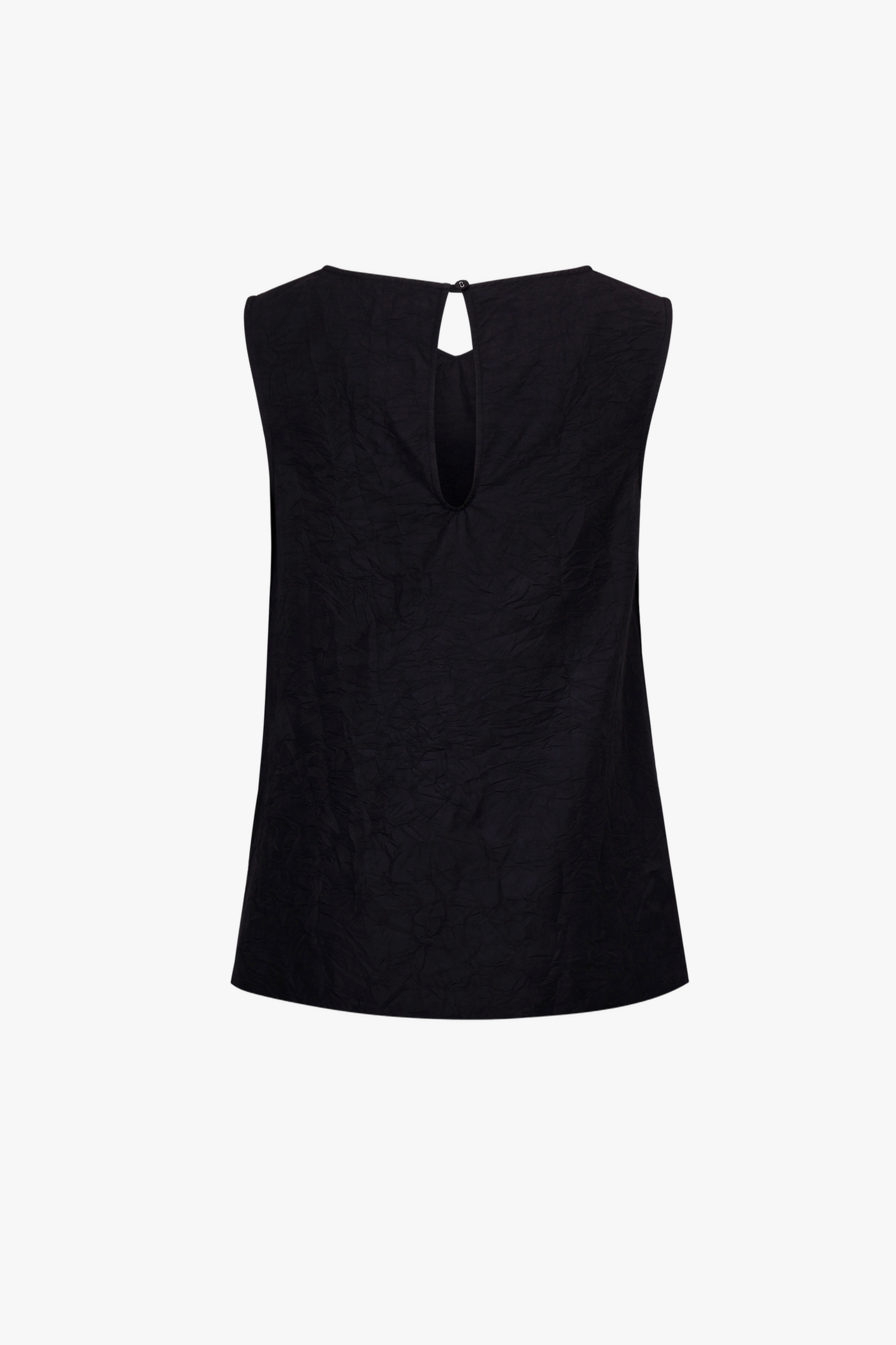 BLACK CRINKLED TEXTURE SLEEVELESS TOP made by YIBRI
