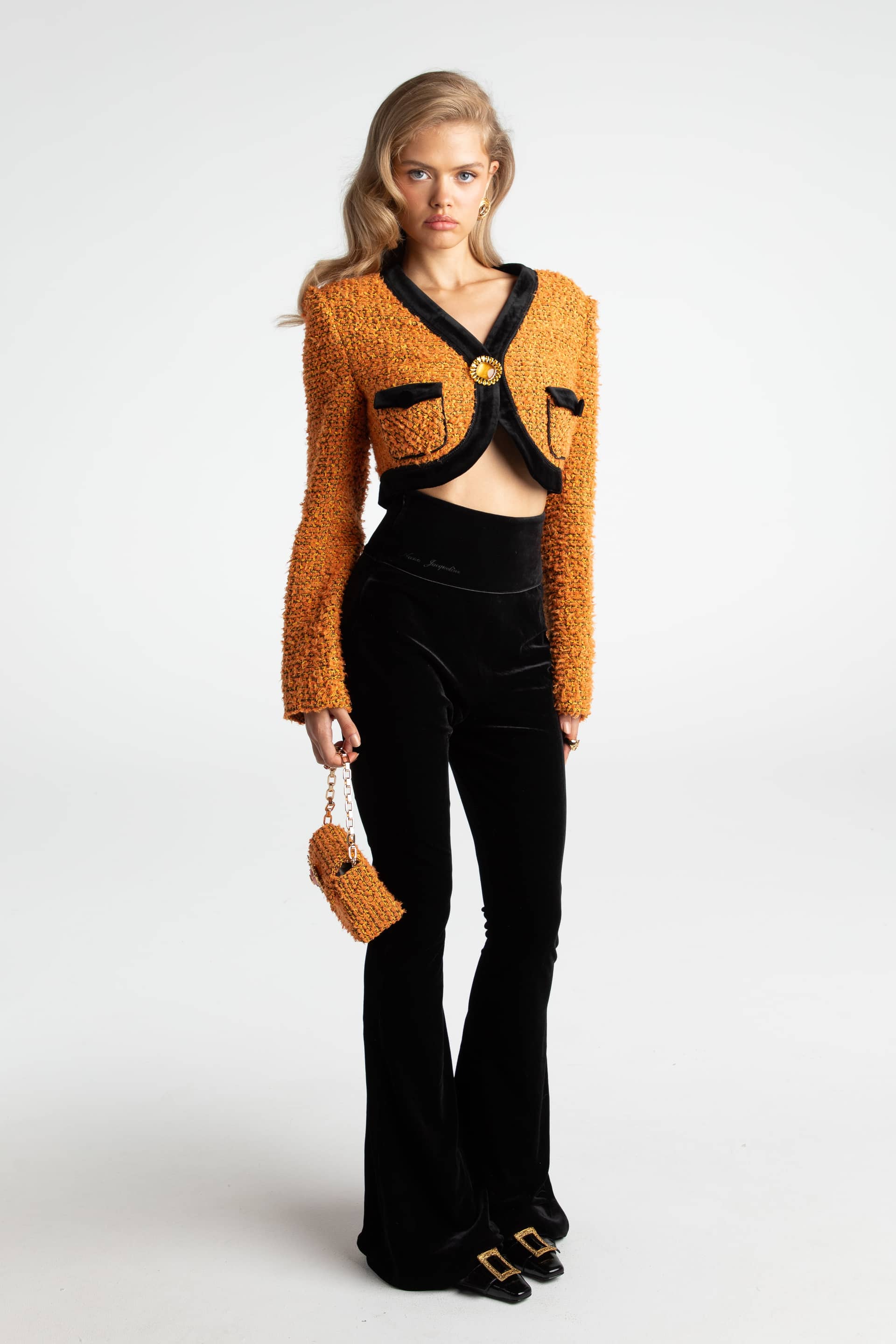 Miranda Crop Jacket (Yellow) in Orange made by Nana Jacqueline