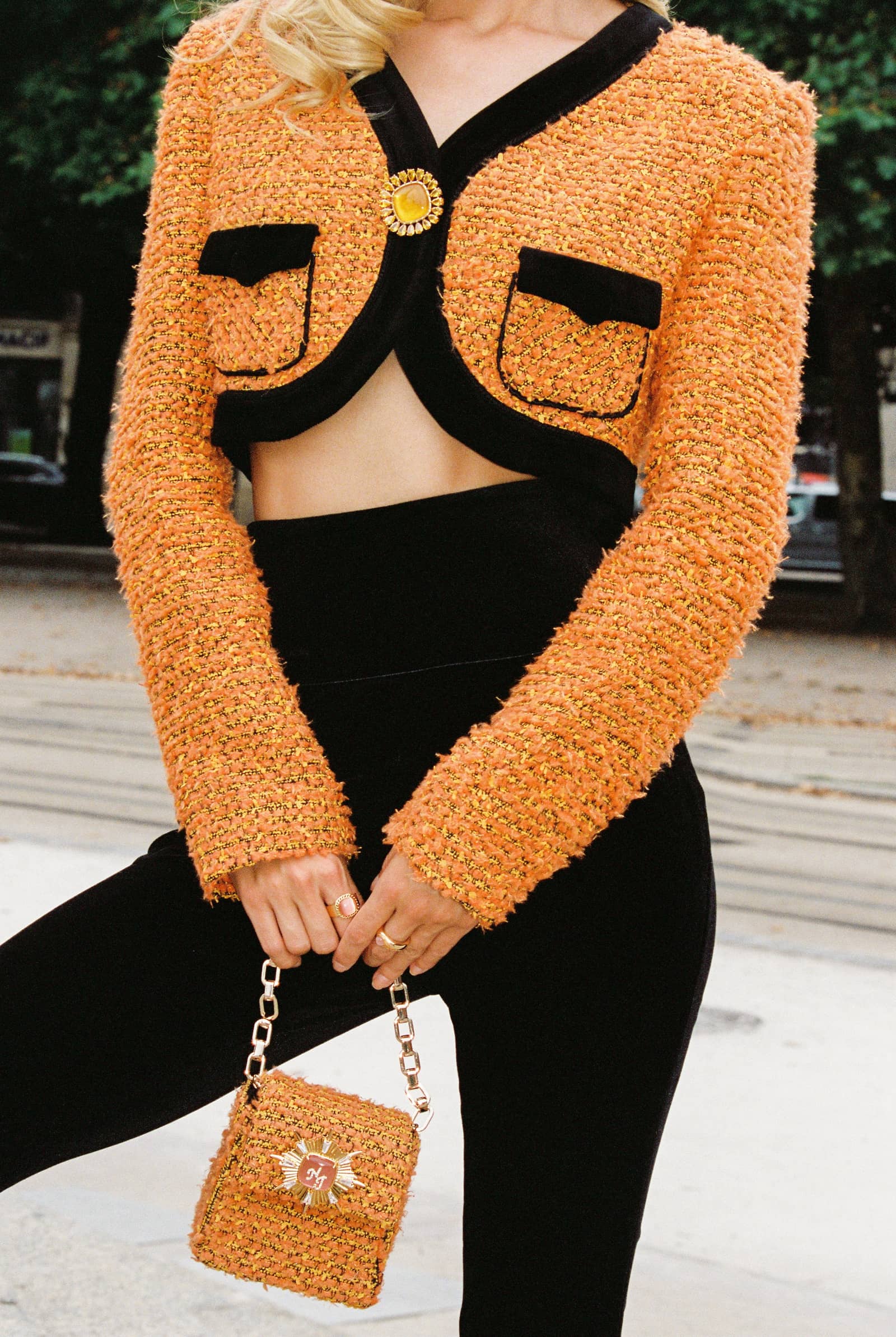 Miranda Crop Jacket (Yellow) in Orange made by Nana Jacqueline