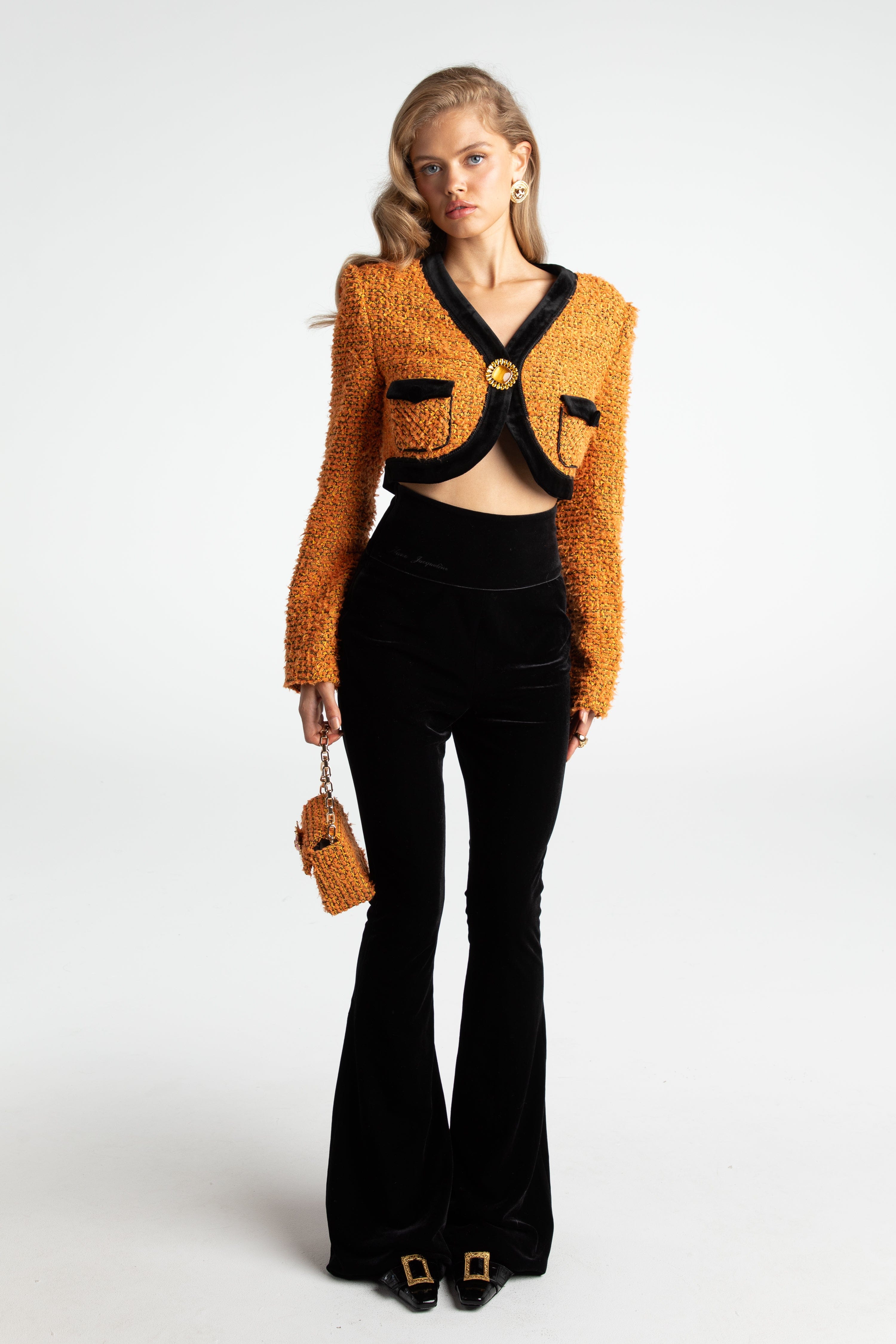 Miranda Crop Jacket (Yellow) in Orange made by Nana Jacqueline