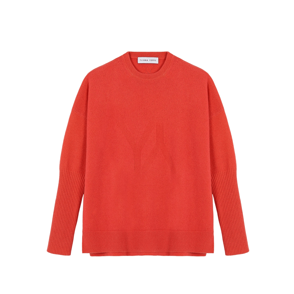 Boxy Sweater With YY Logo Orange made by YLIANA YEPEZ