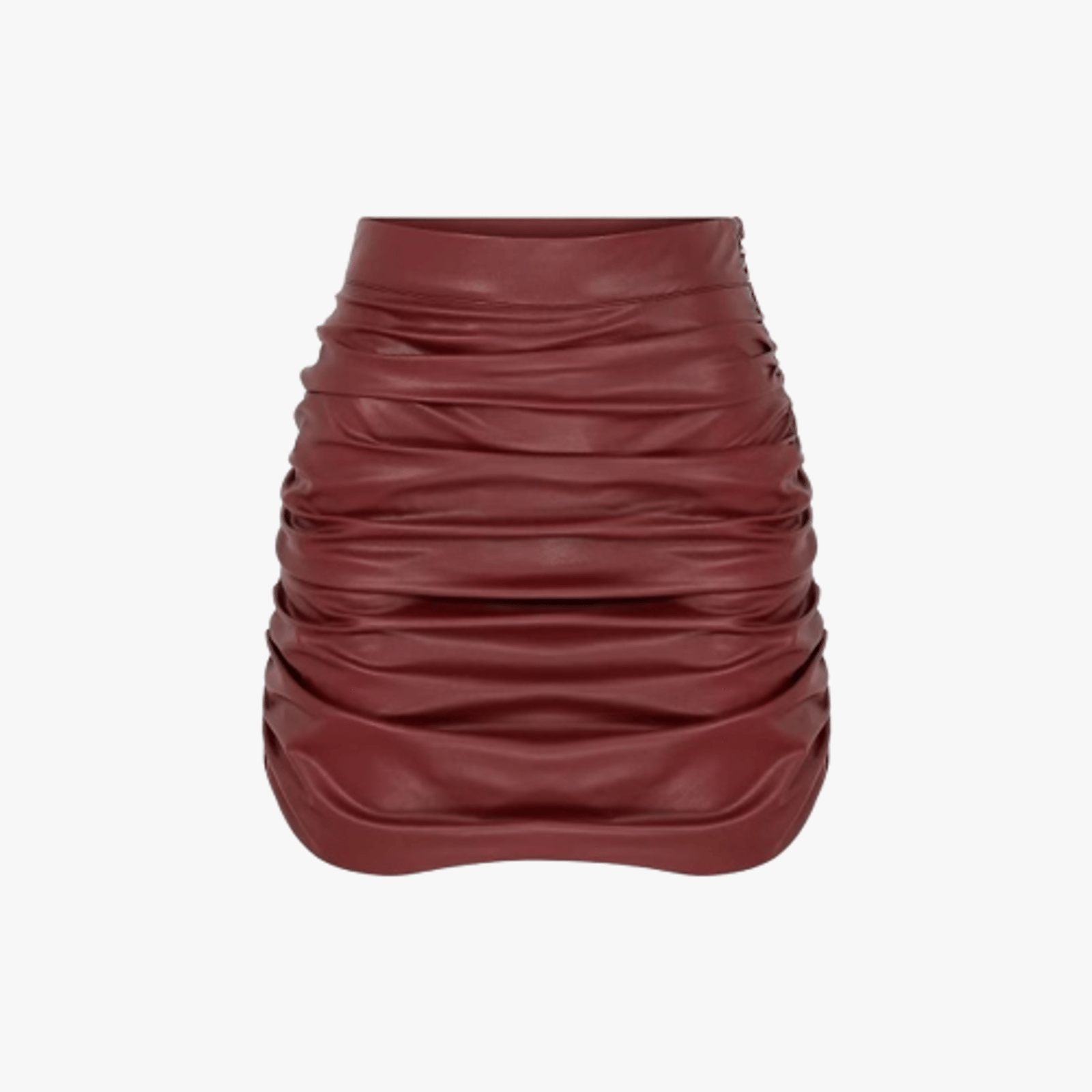 Chels Vegan Leather Mini Skirt In Burgundy in Red made by Nazli Ceren