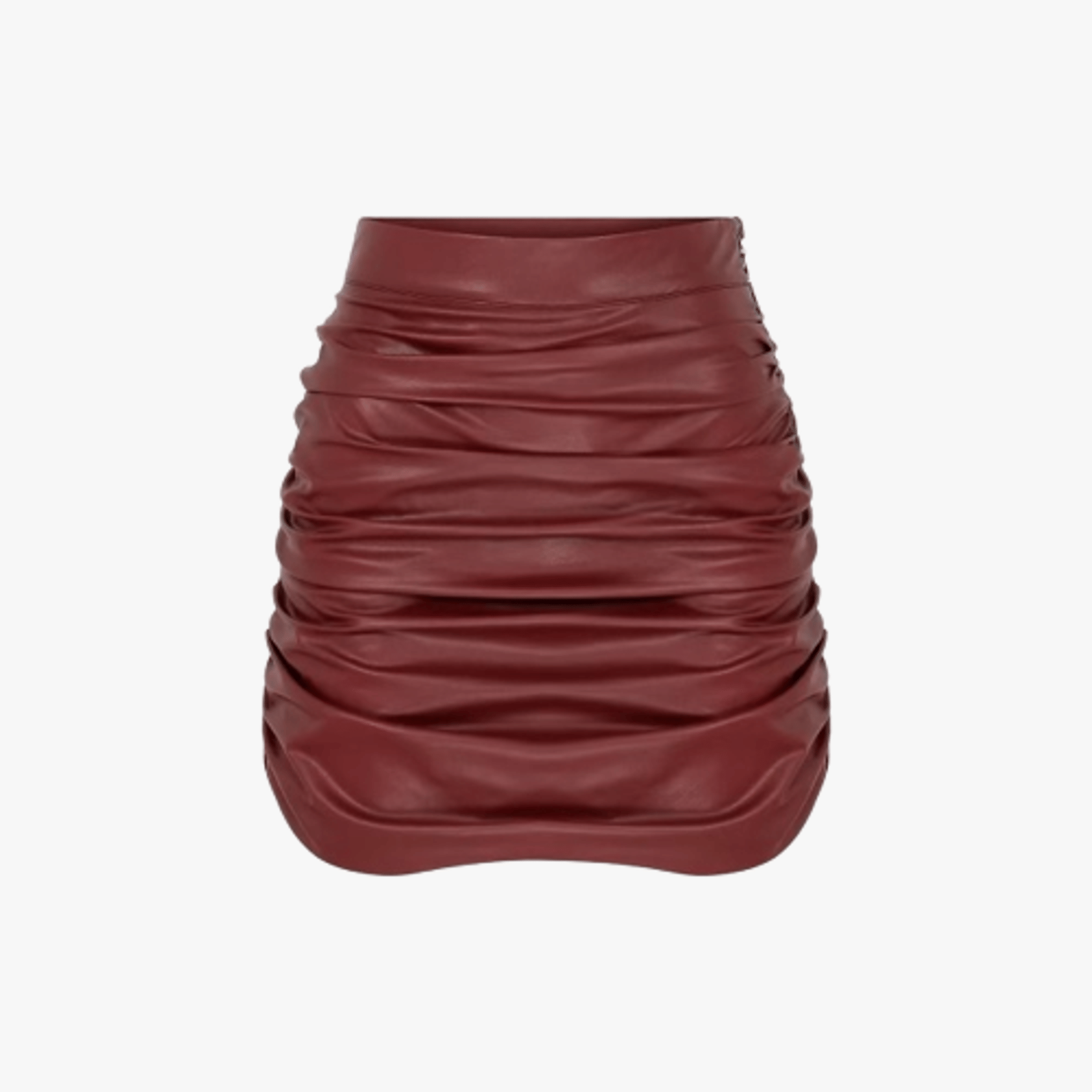 Chels Vegan Leather Mini Skirt In Burgundy in Red made by Nazli Ceren