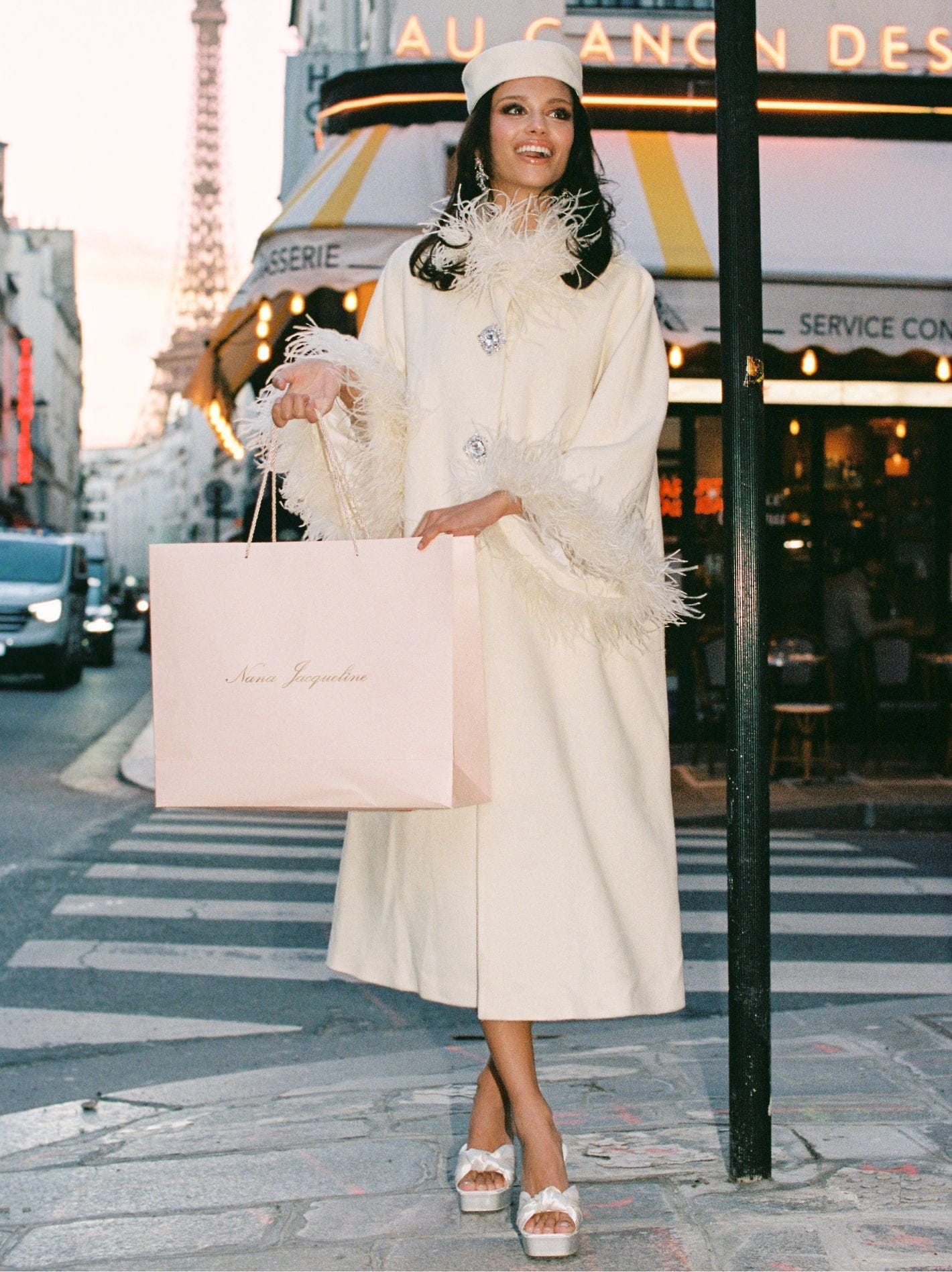 Nina Feather Coat (White) made by Nana Jacqueline