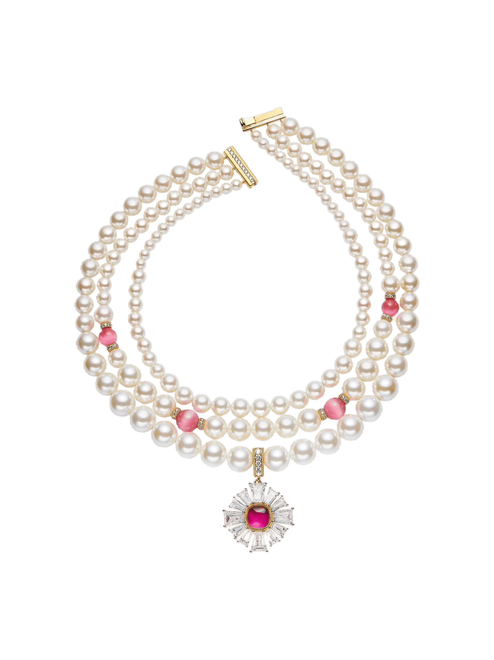 Emily Pearl Necklace (Pink) in White made by Nana Jacqueline
