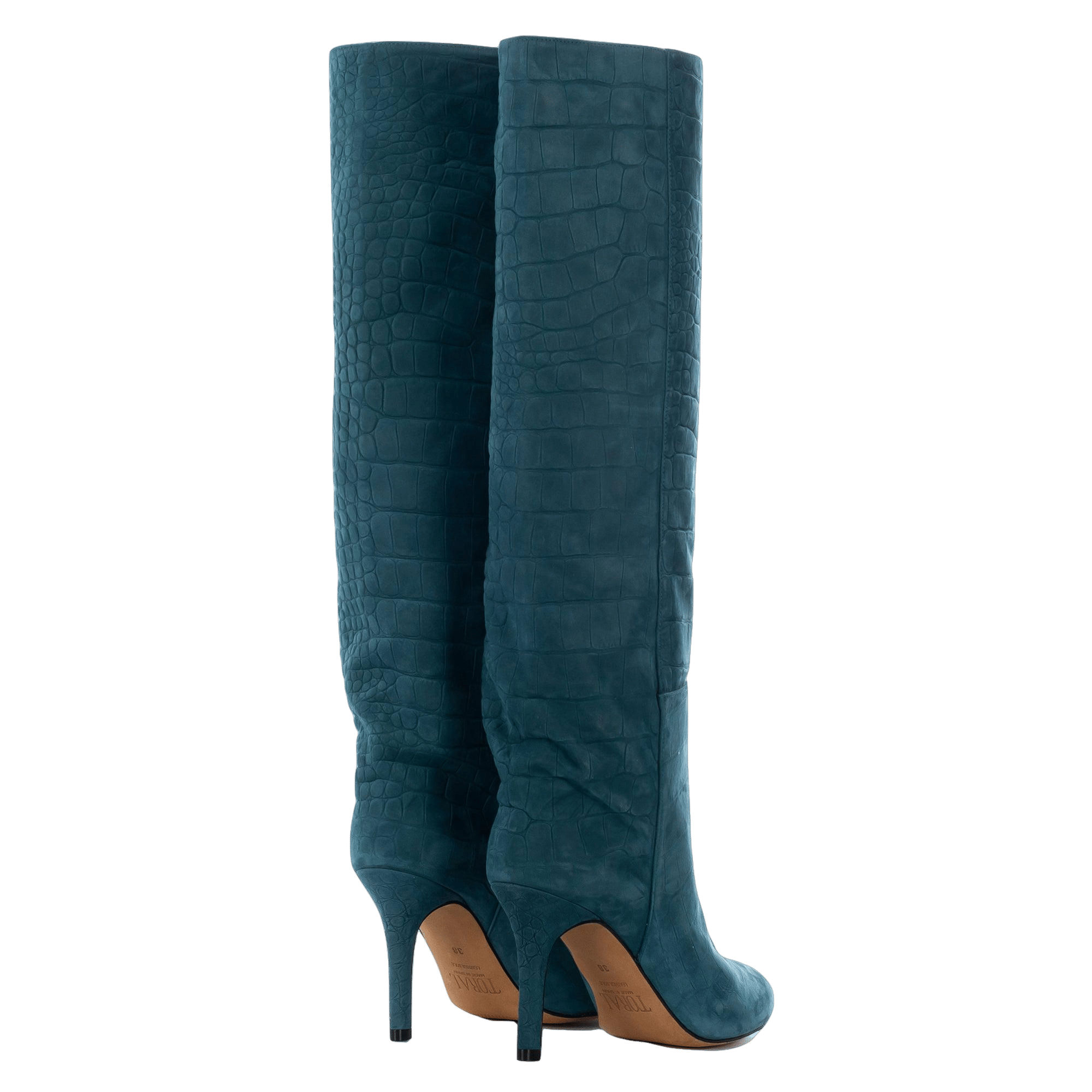 AURA DARK MARE MOCK CROC TALL BOOTS made by Toral