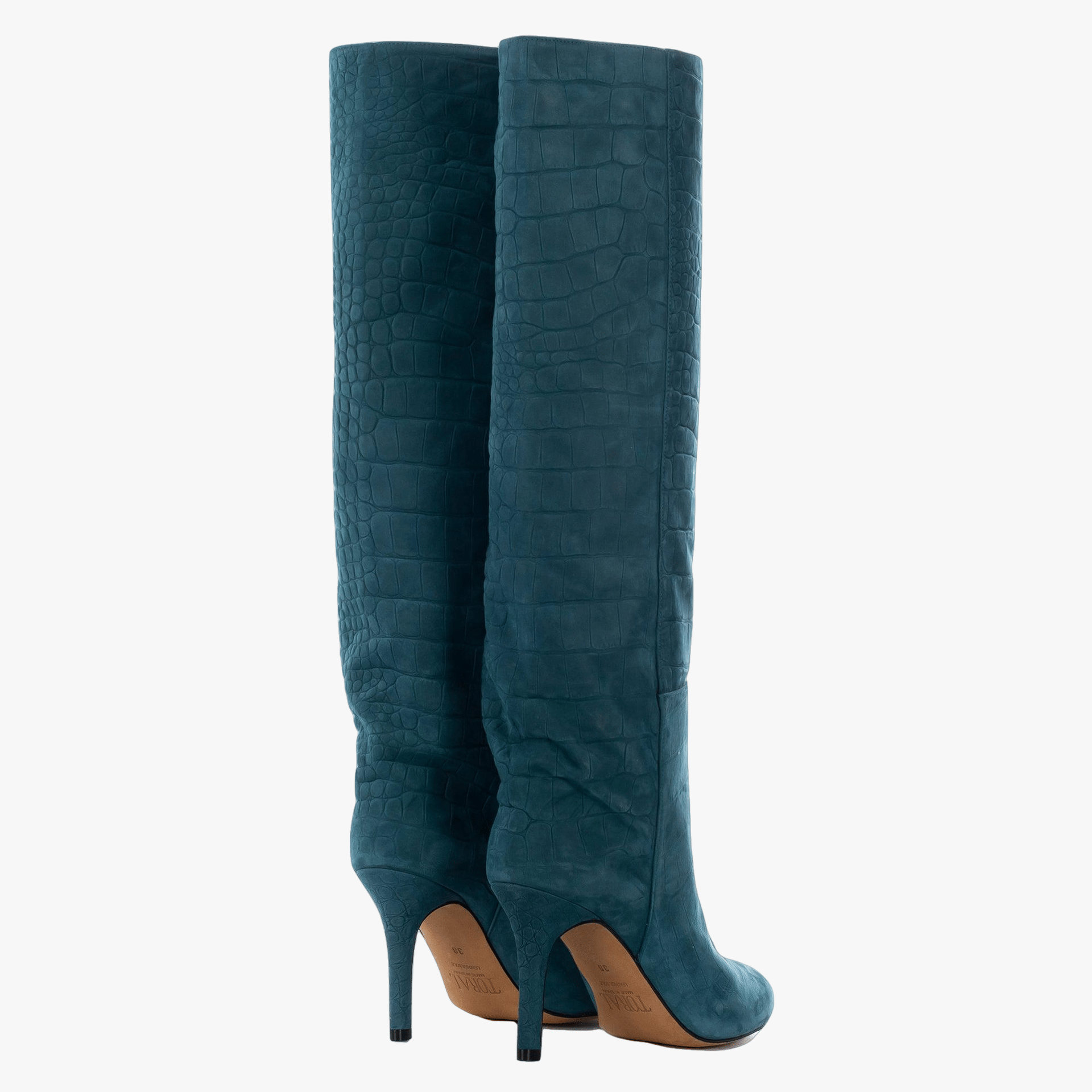 AURA DARK MARE MOCK CROC TALL BOOTS made by Toral