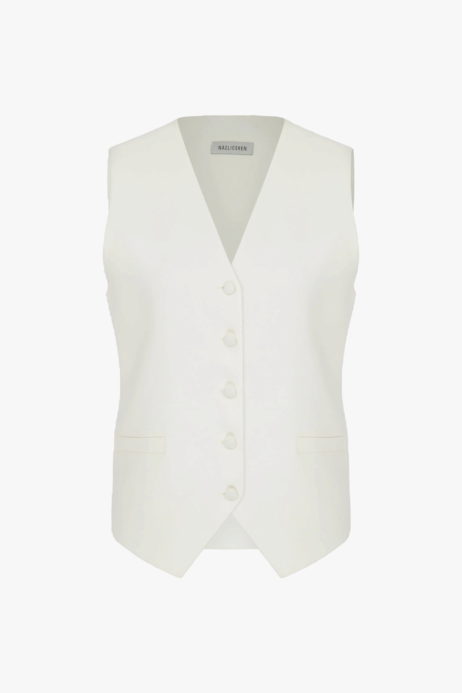 Bea Crepe Vest in Blanche in White made by Nazli Ceren
