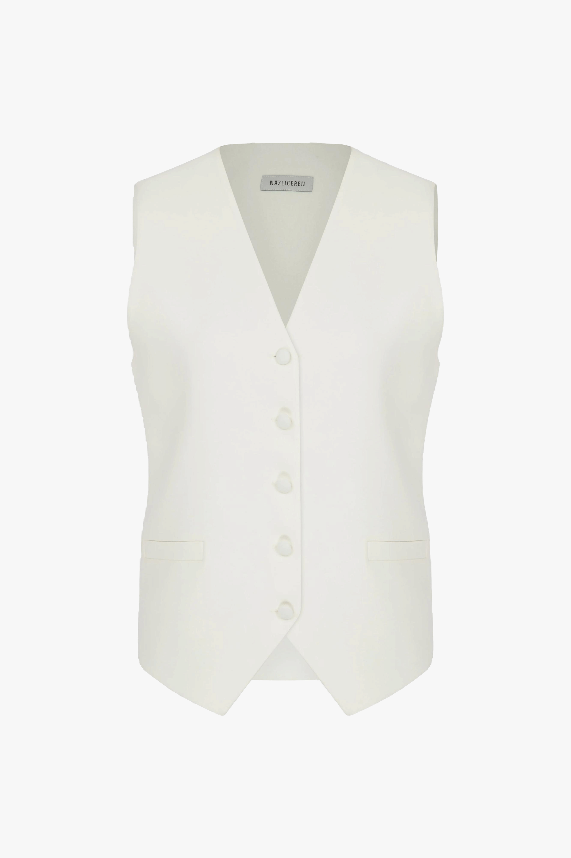 Bea Crepe Vest in Blanche in White made by Nazli Ceren