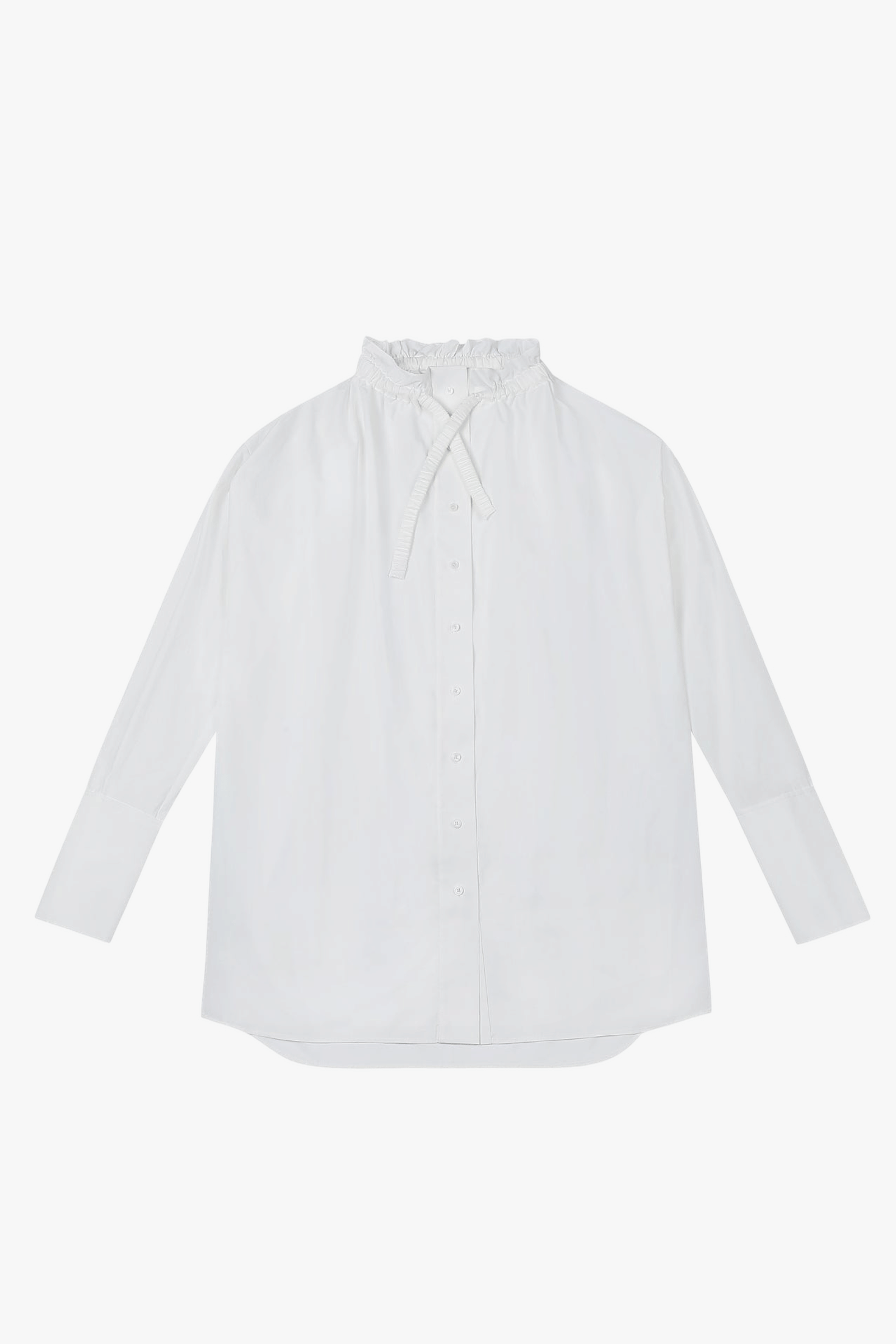 RUCHED COLLAR LONG SHIRT made by YIBRI
