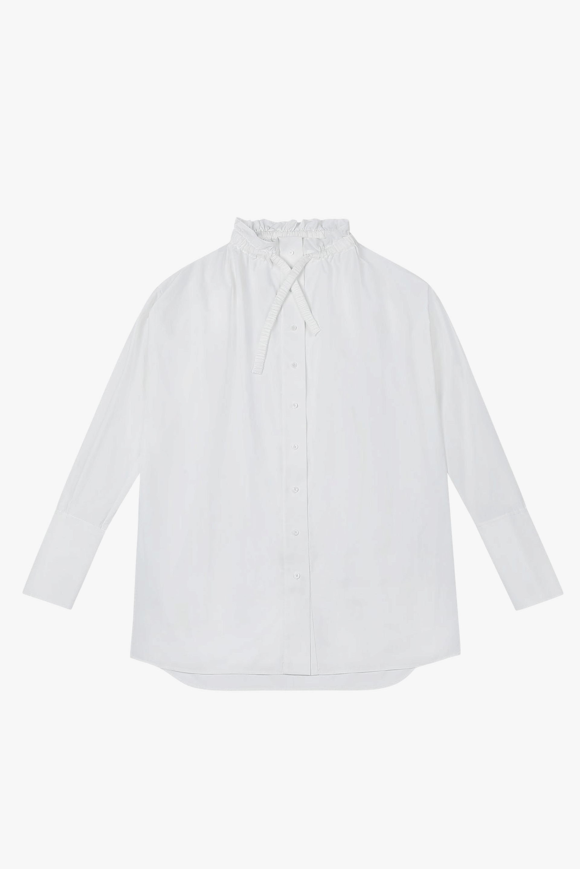 RUCHED COLLAR LONG SHIRT made by YIBRI