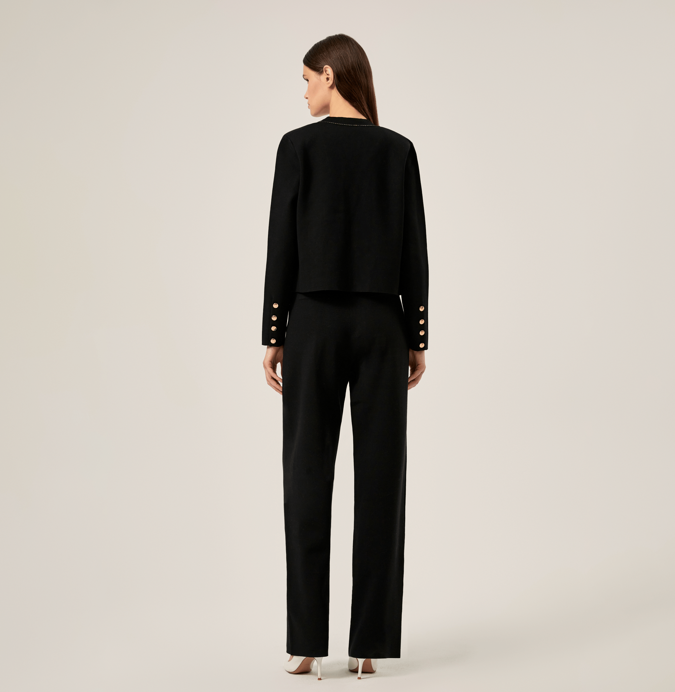 WIDE-LEG SUIT PANTS in Black made by CRUSH Collection