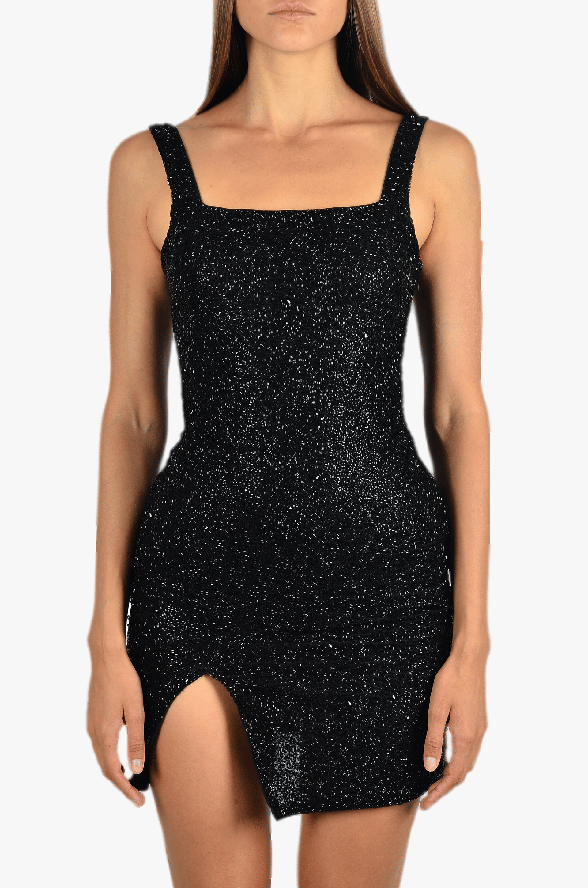 Sofia Halterneck Hand Beaded Black Party Dress made by Oceanus Swimwear