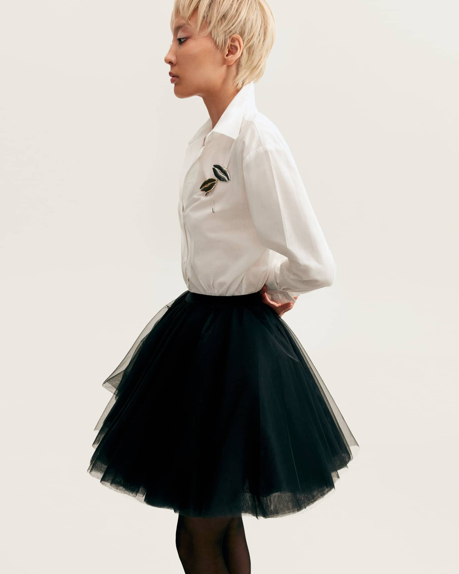 Gathered organza mini skirt in black, Xo Xo made by Milla
