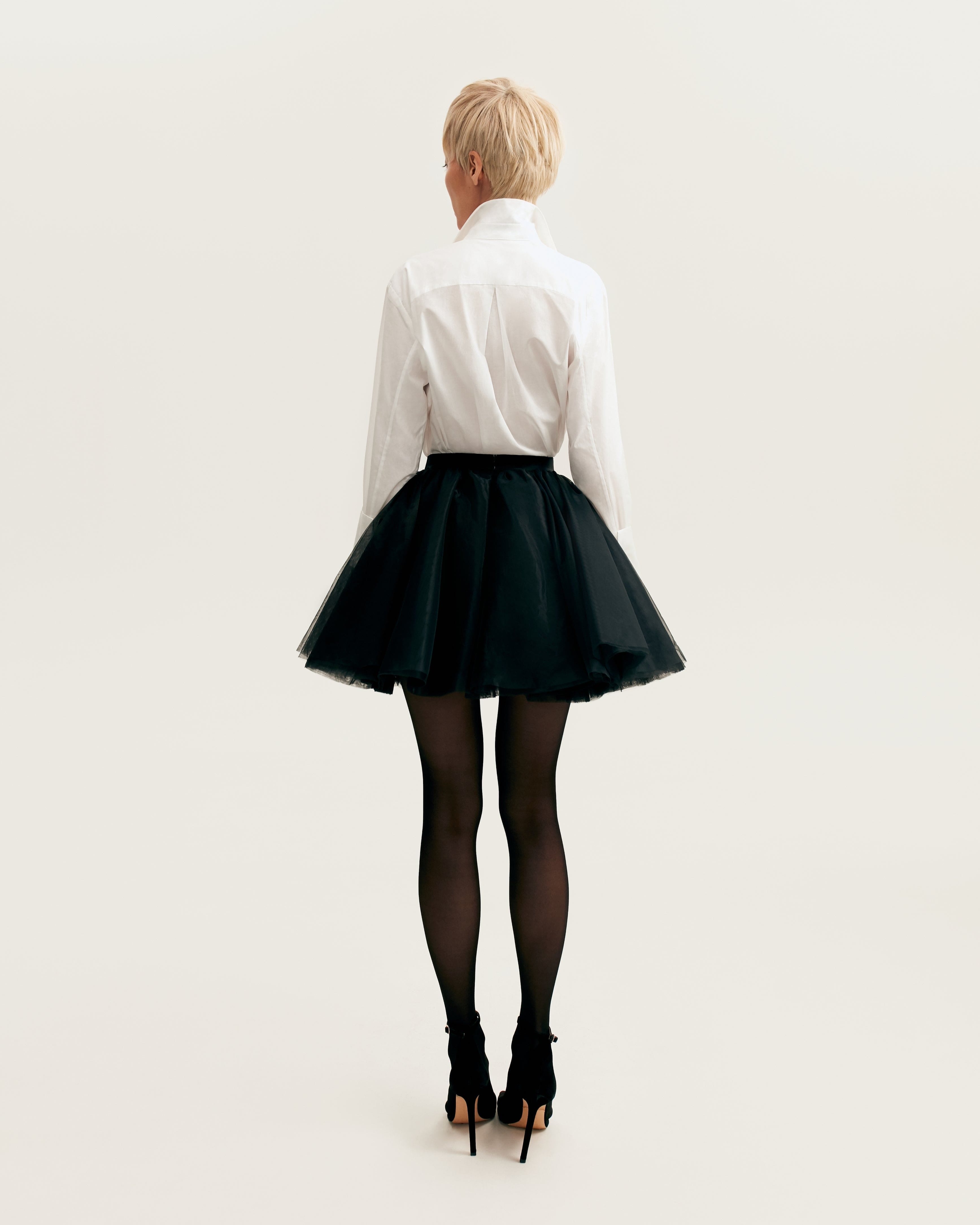 Gathered organza mini skirt in black, Xo Xo made by Milla