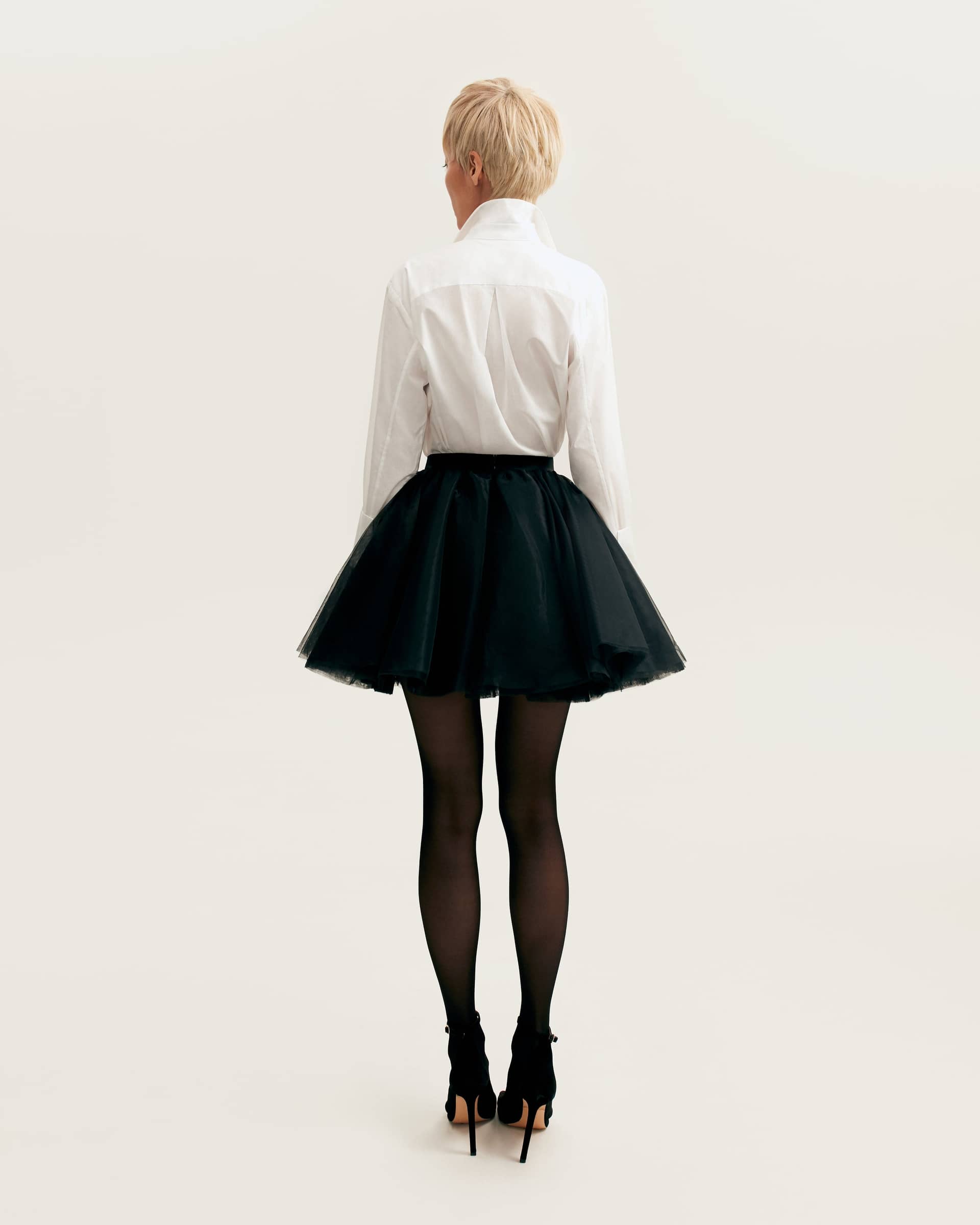Gathered organza mini skirt in black, Xo Xo made by Milla