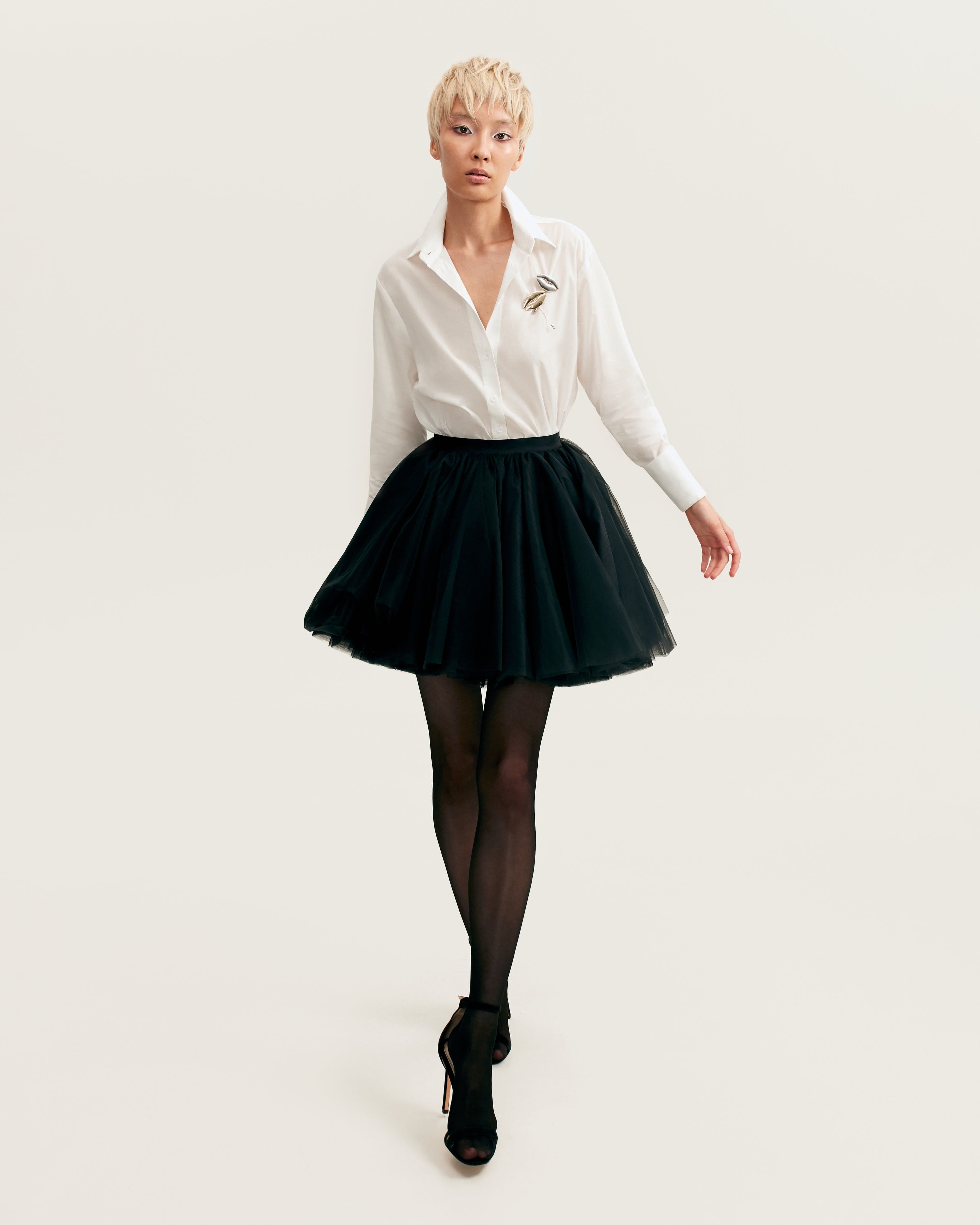 Gathered organza mini skirt in black, Xo Xo made by Milla