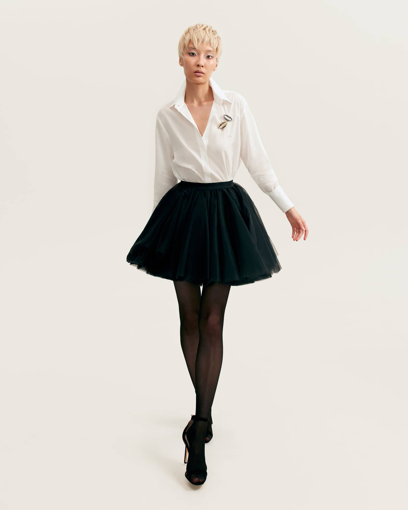 Gathered organza mini skirt in black, Xo Xo made by Milla