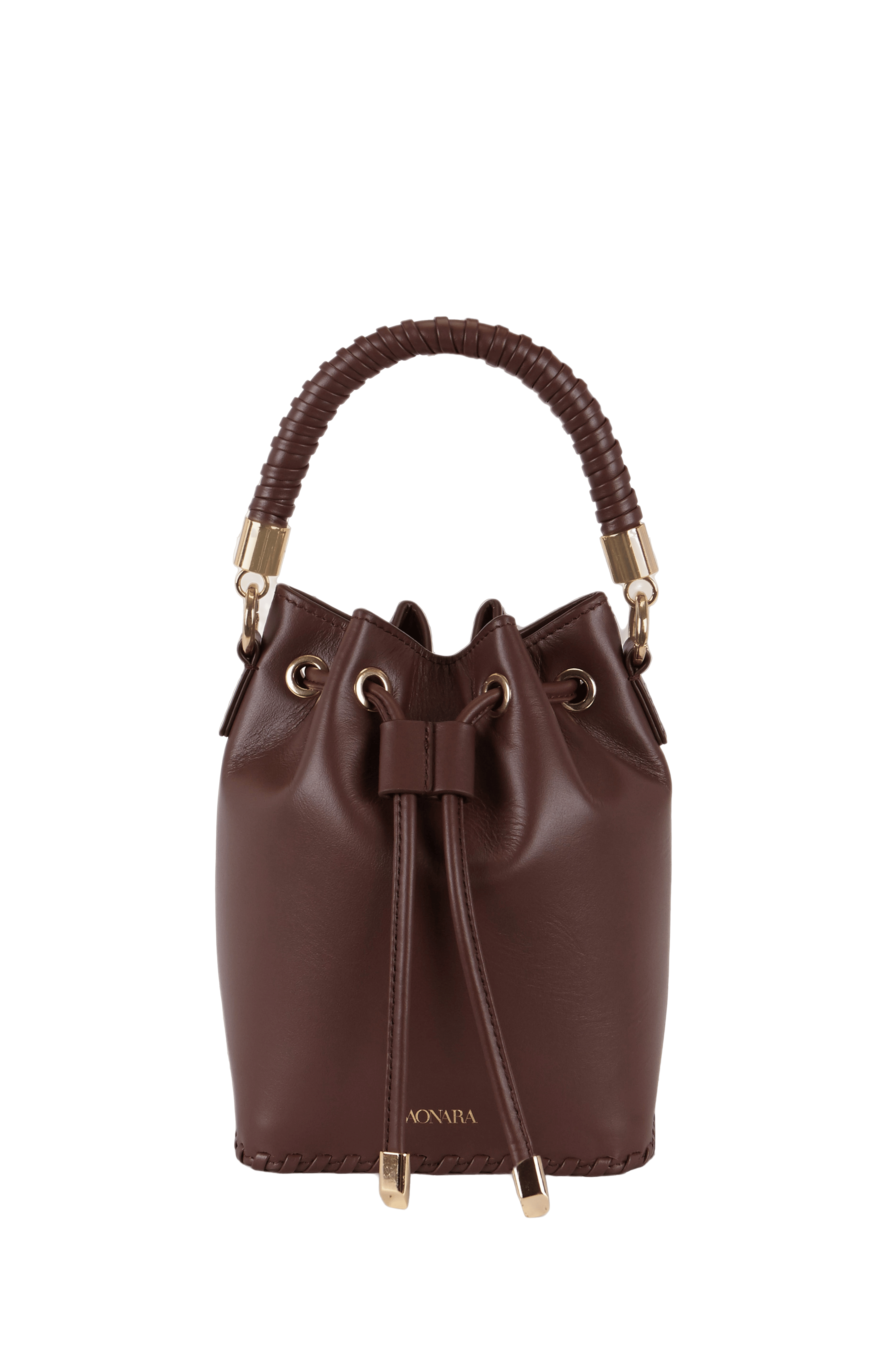 SAONARA MINI CHOCOLATE LEATHER BUCKET made by Saonara