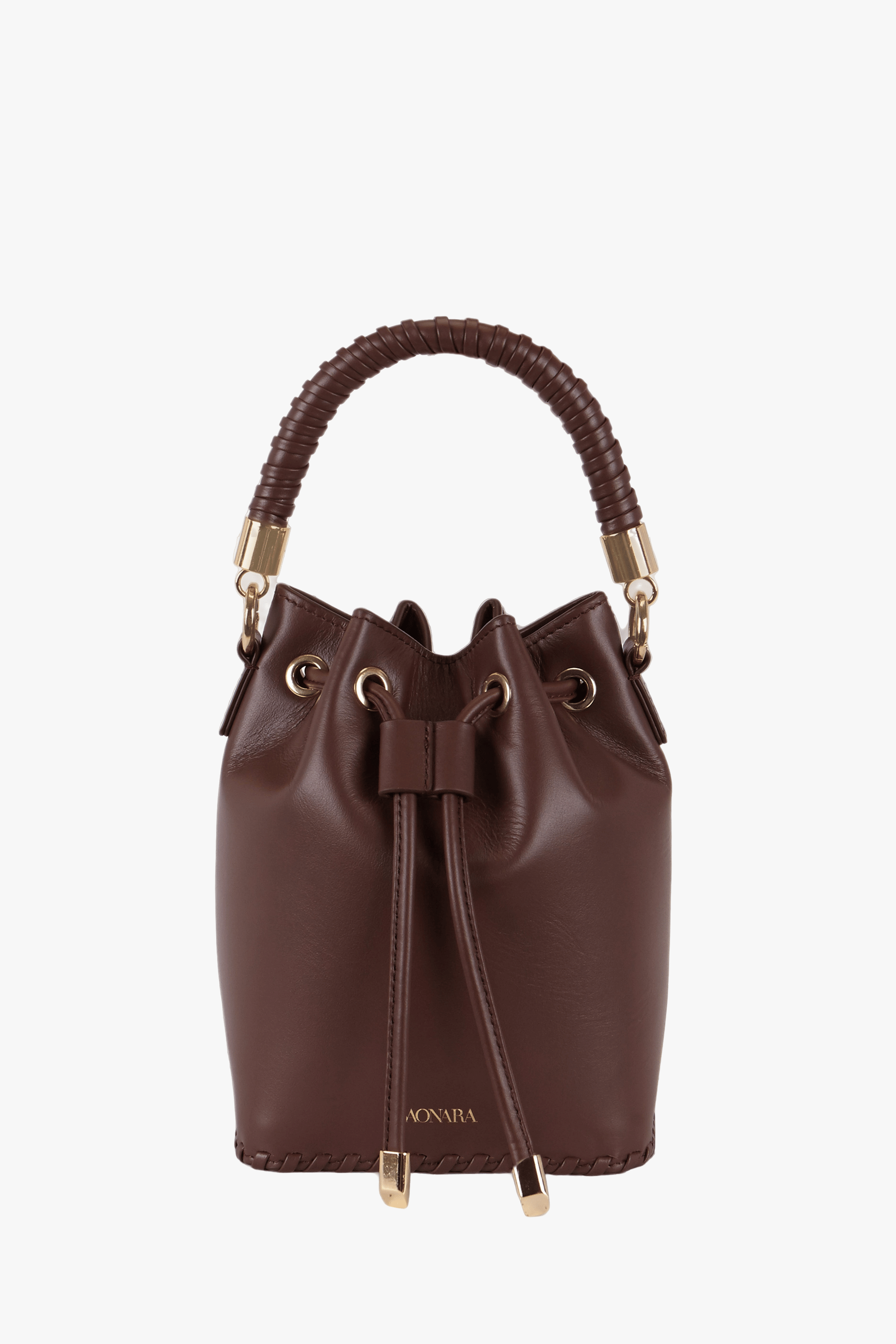 SAONARA MINI CHOCOLATE LEATHER BUCKET made by Saonara