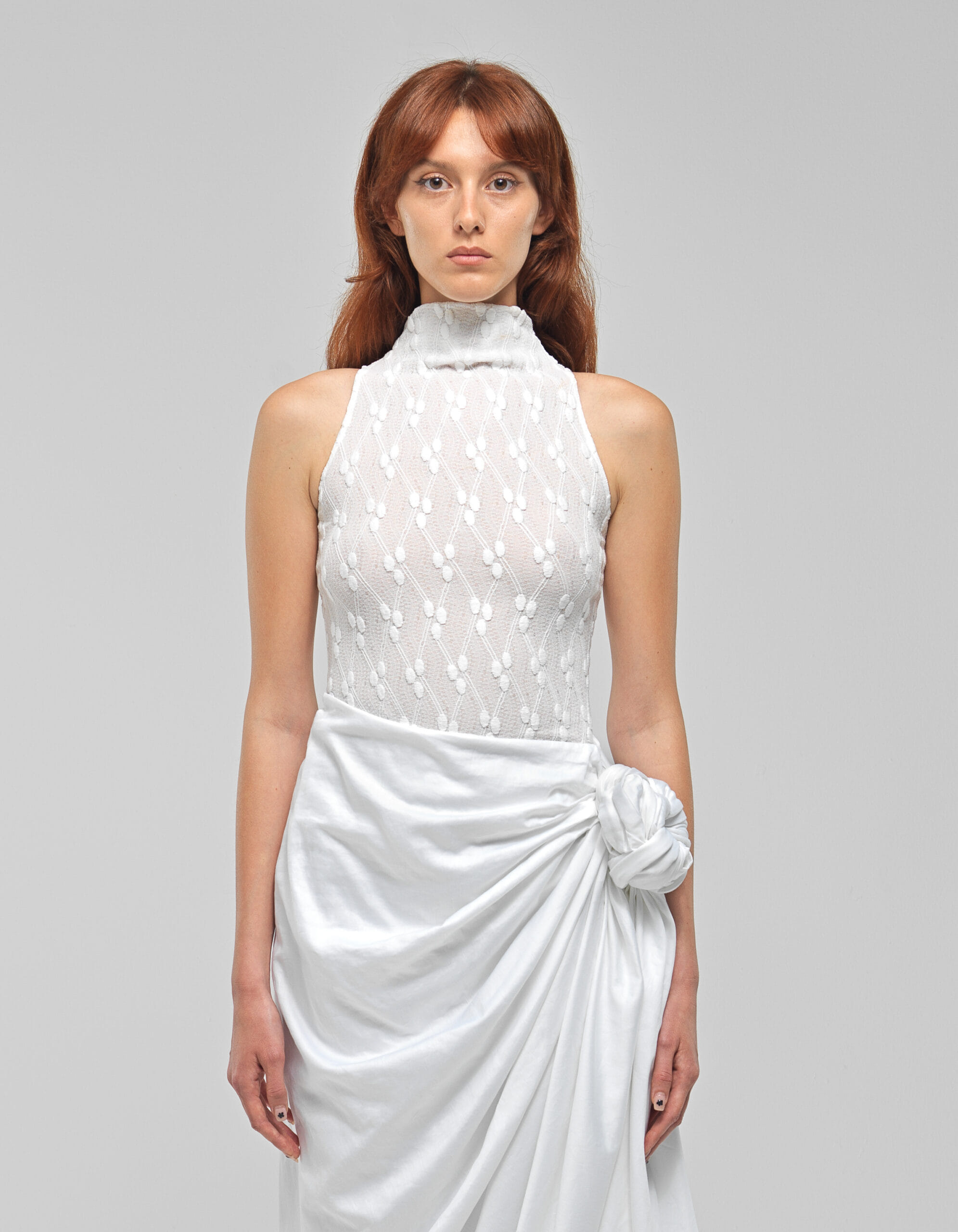 LUELLA White Knit Halter Top made by MAET