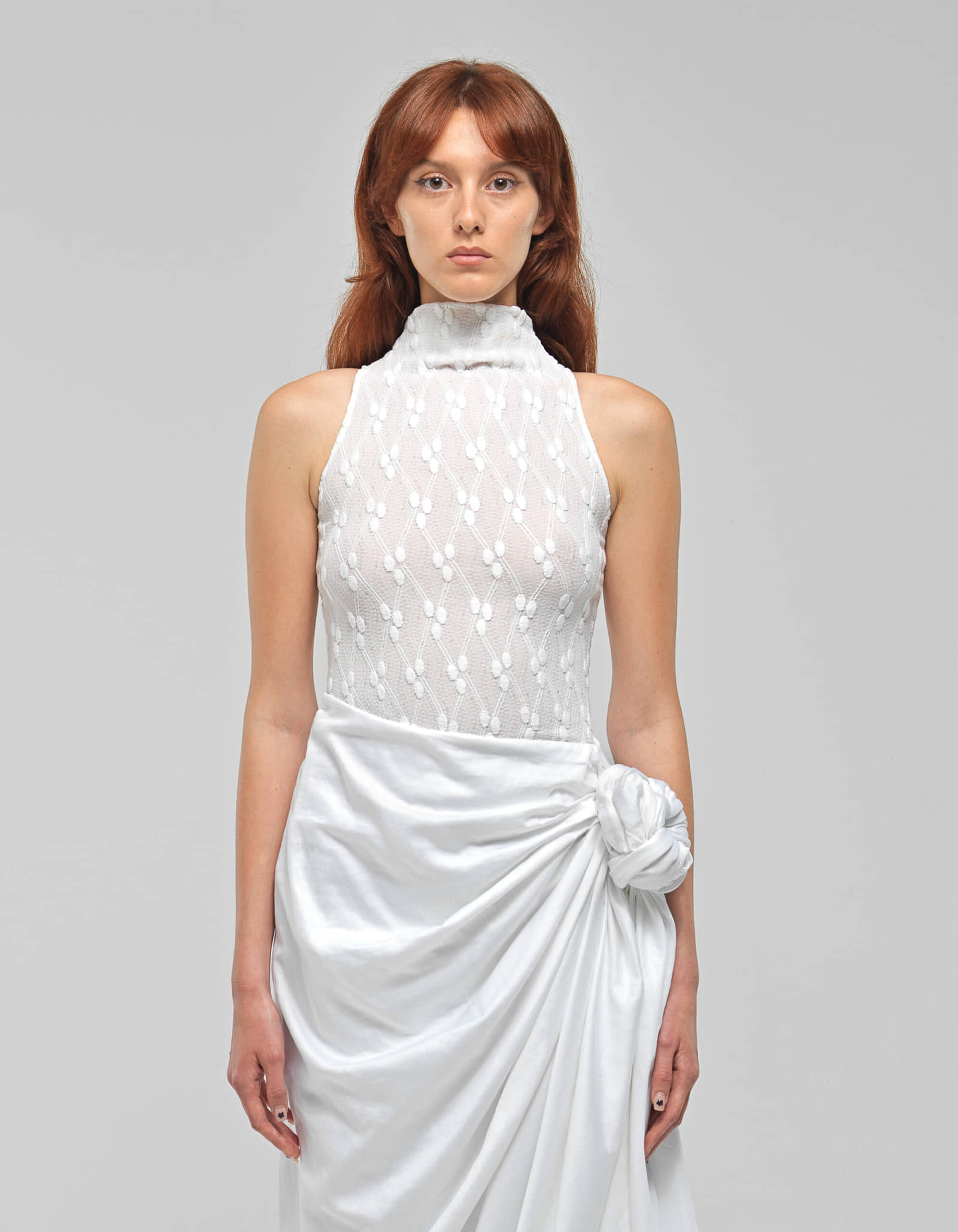 LUELLA White Knit Halter Top made by MAET