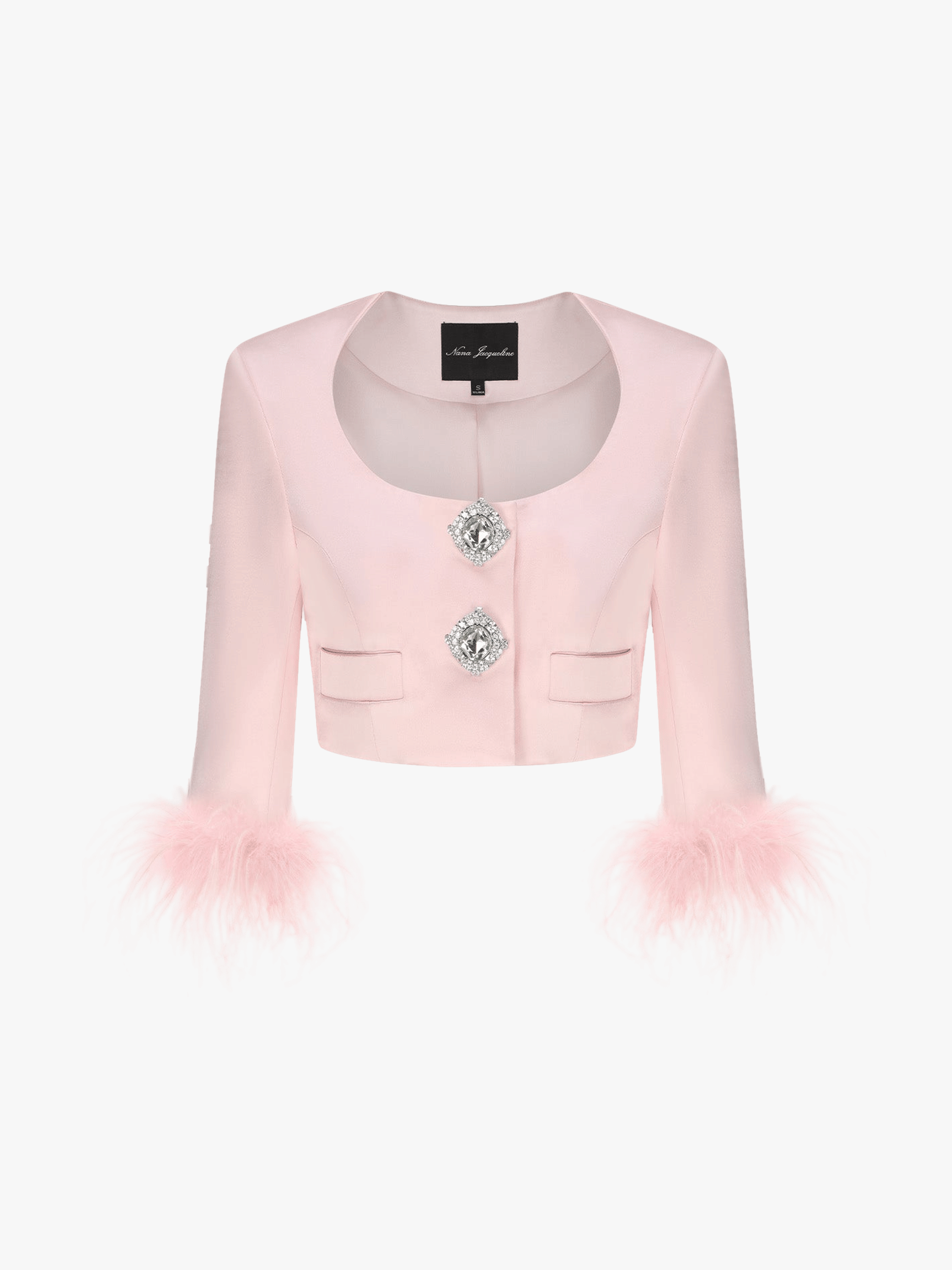 Ambre Satin Feather Top (Pink) made by Nana Jacqueline