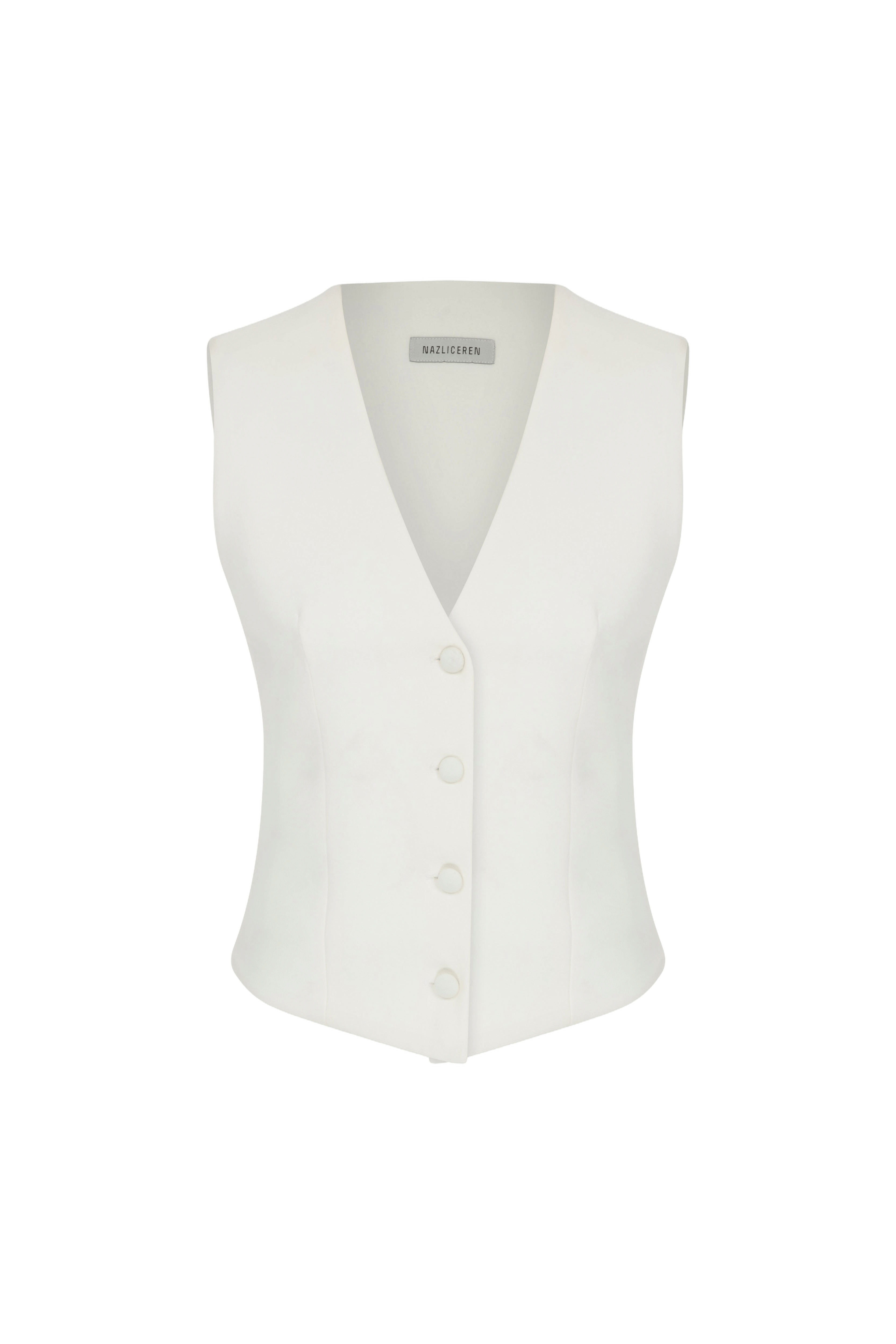 Brita Linen Vest In White made by Nazli Ceren