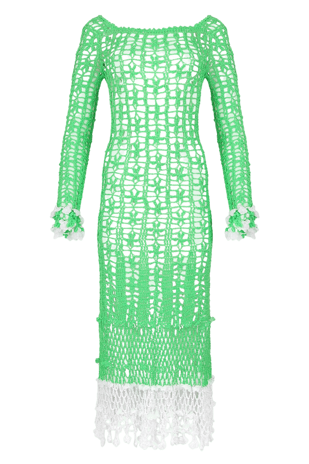 Green Vanilla White Midi Dress made by ANDREEVA