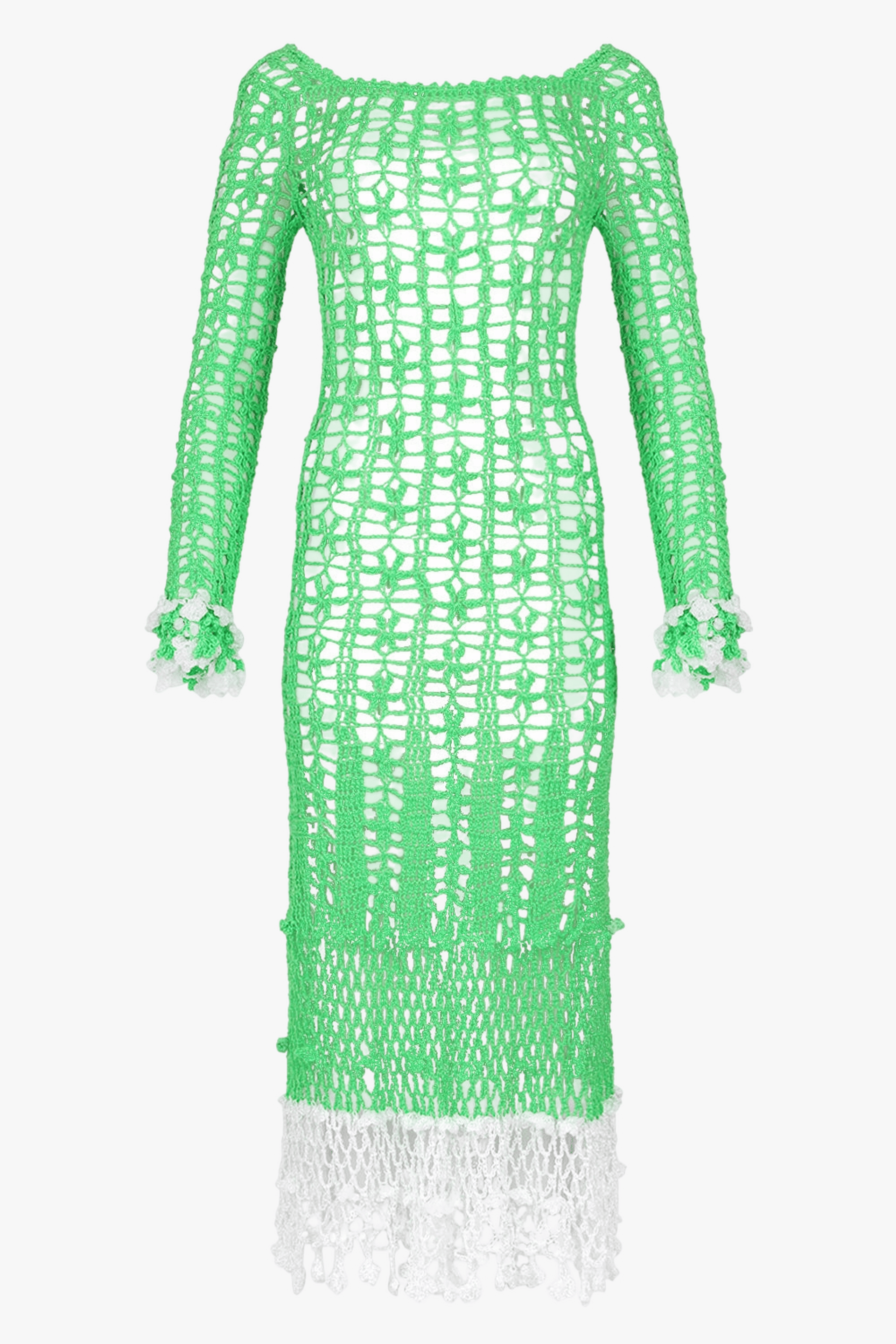 Green Vanilla White Midi Dress made by ANDREEVA