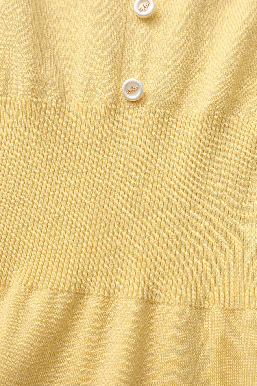 Wilhelmina Contrast-Trim Knit Yellow Mini Dress made by Nana Jacqueline