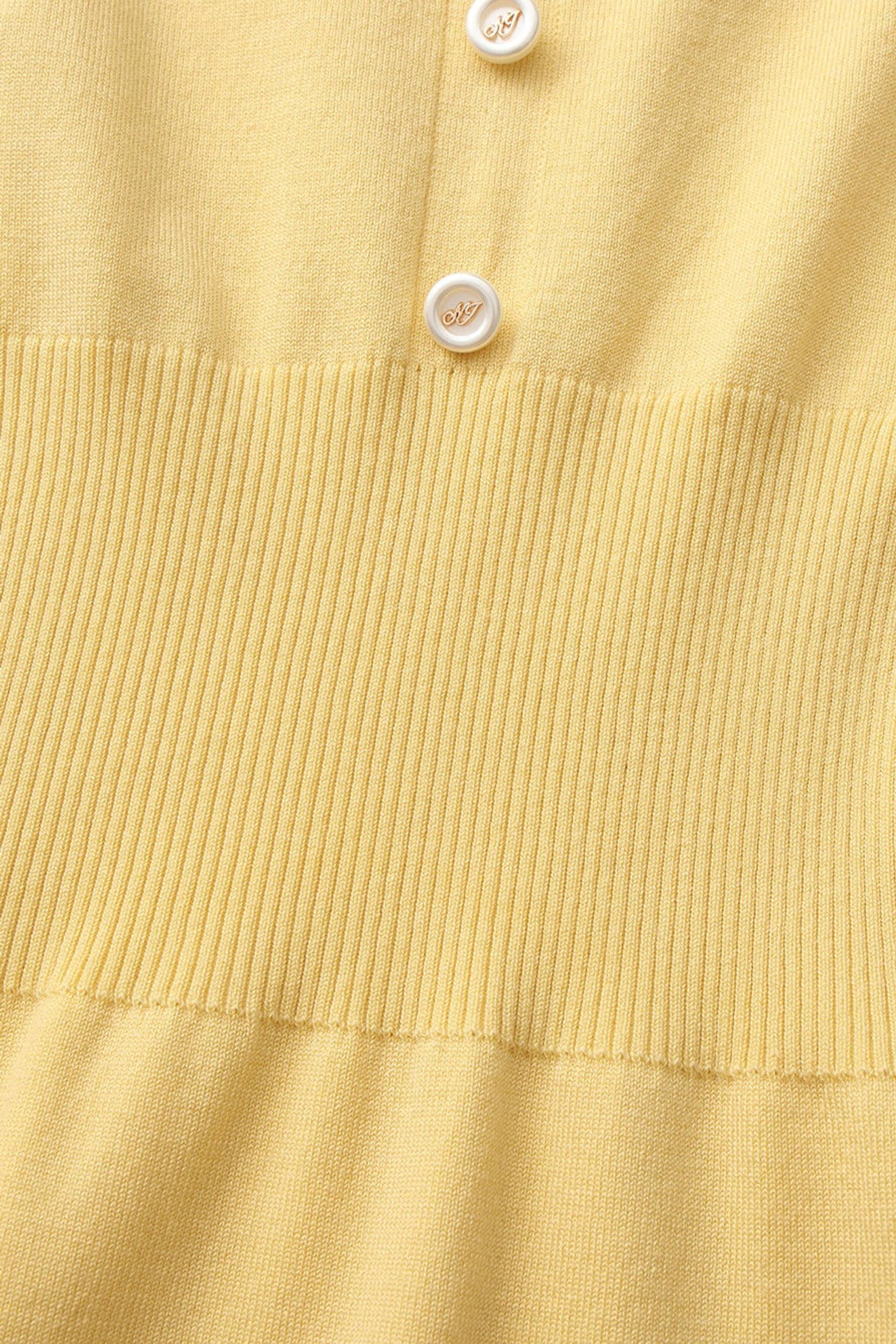 Wilhelmina Contrast-Trim Knit Yellow Mini Dress made by Nana Jacqueline