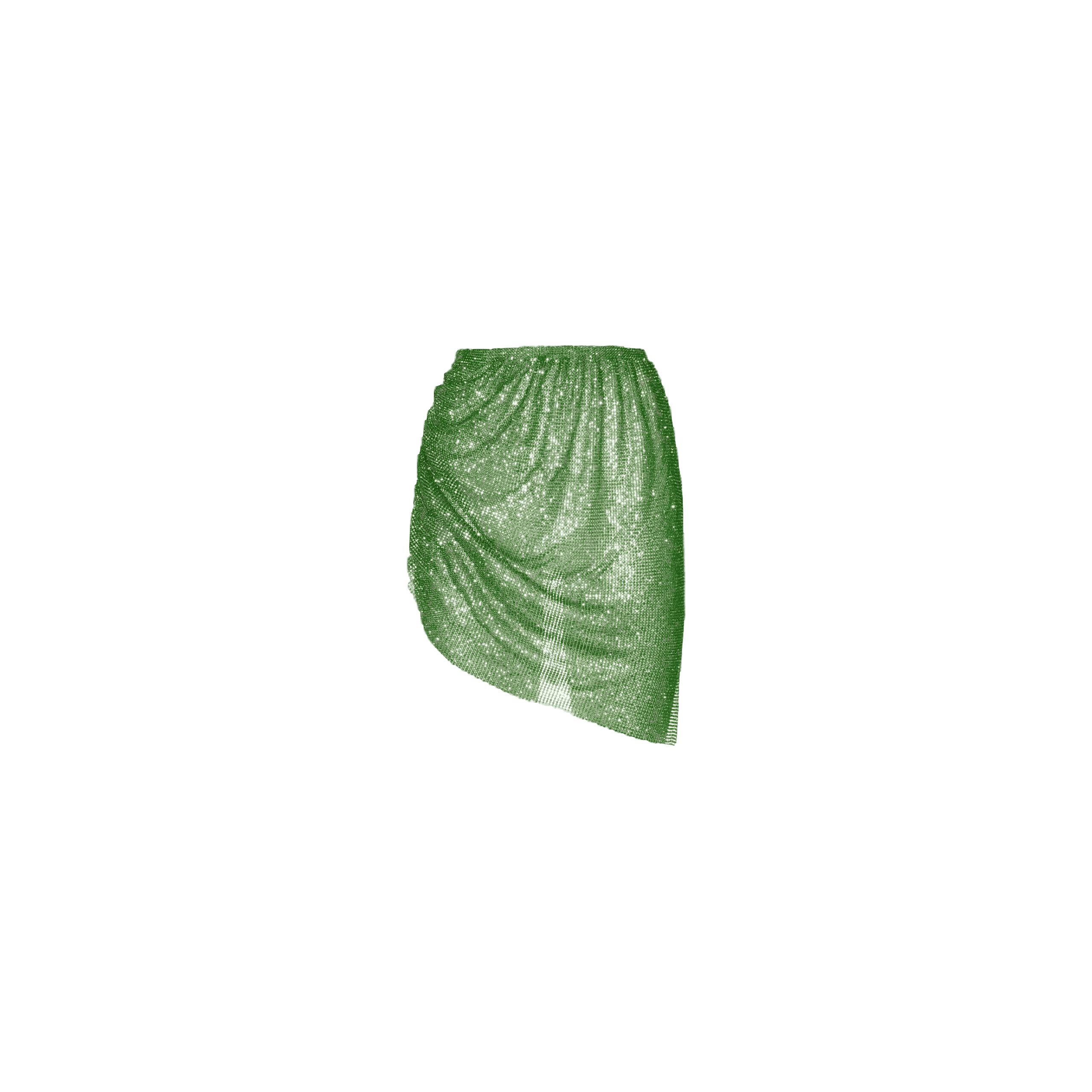 Apple green crystals draped skirt made by Daniele Morena