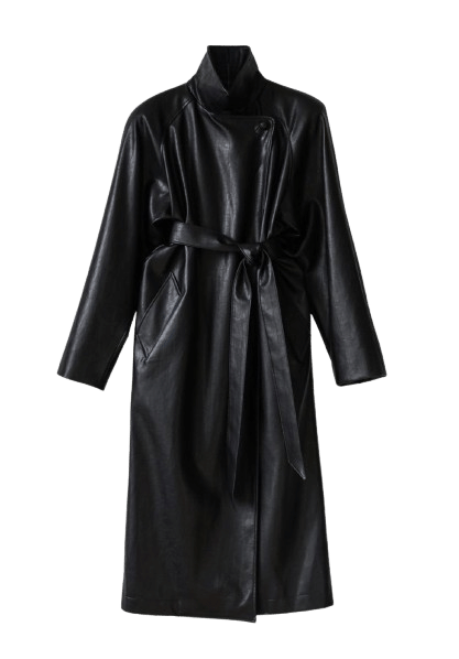 Vegan leather maxi trench coat made by AFTERHOURS