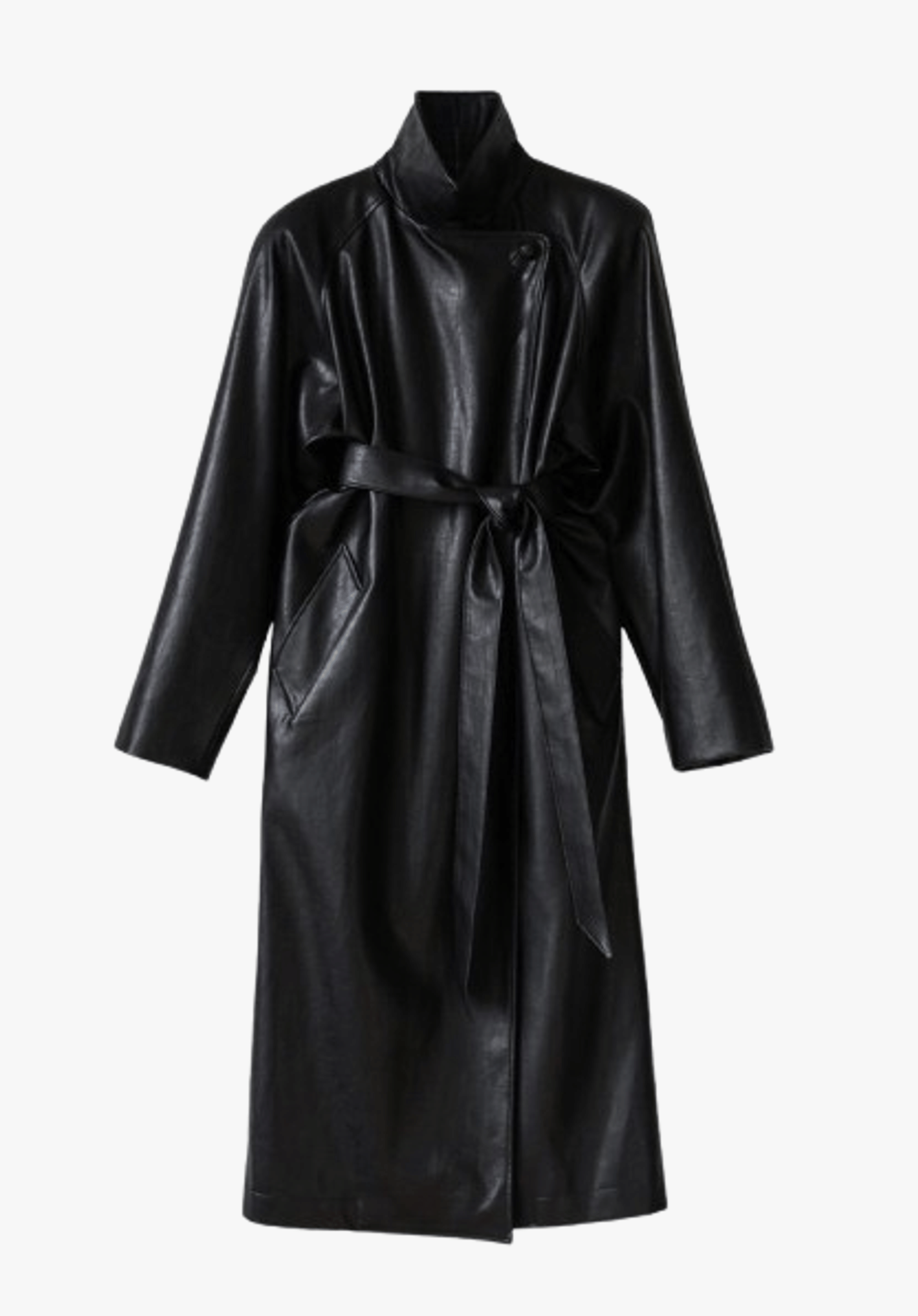Vegan leather maxi trench coat made by AFTERHOURS
