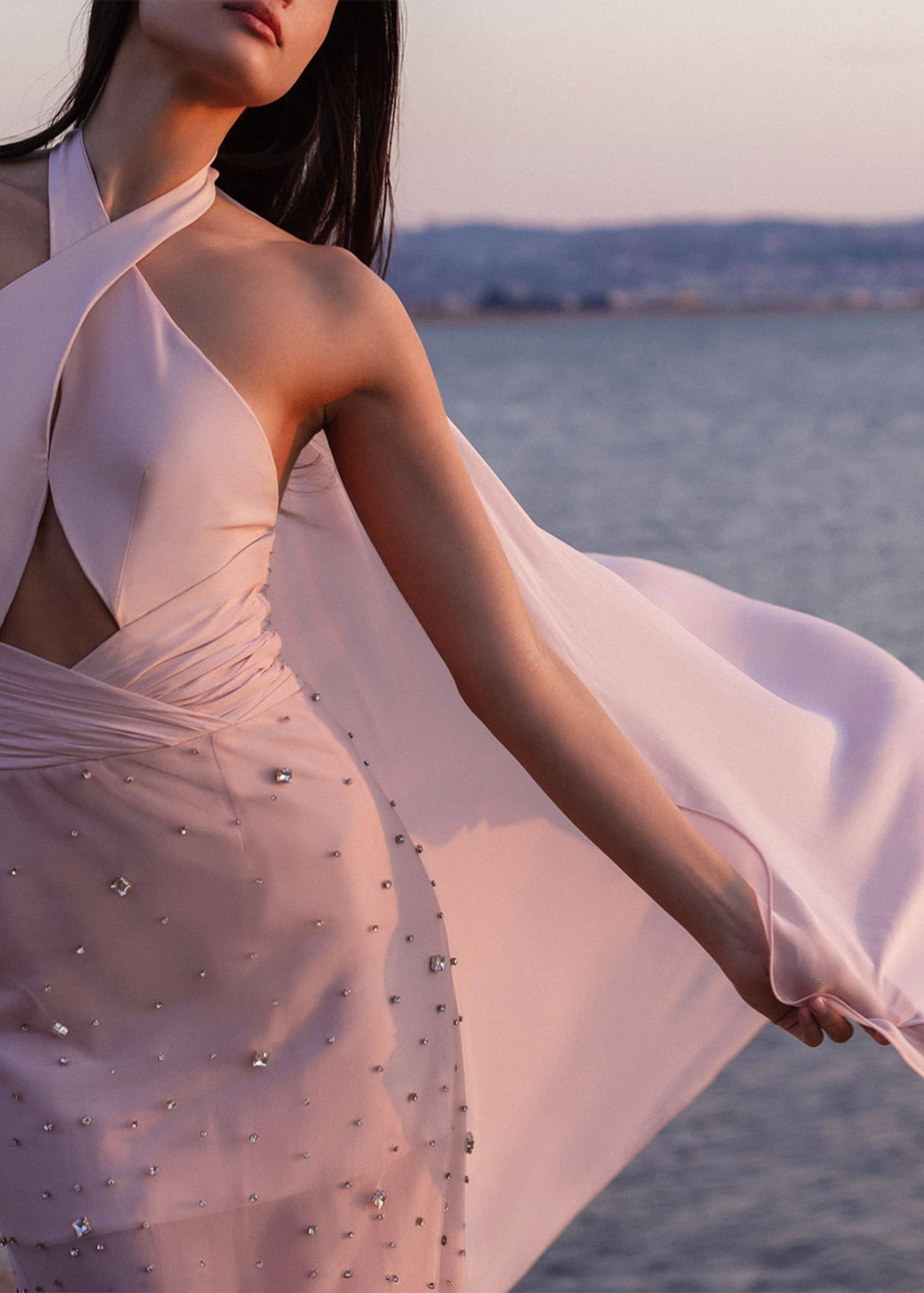 Crystal-embellished silk dress made by Monika Dimova